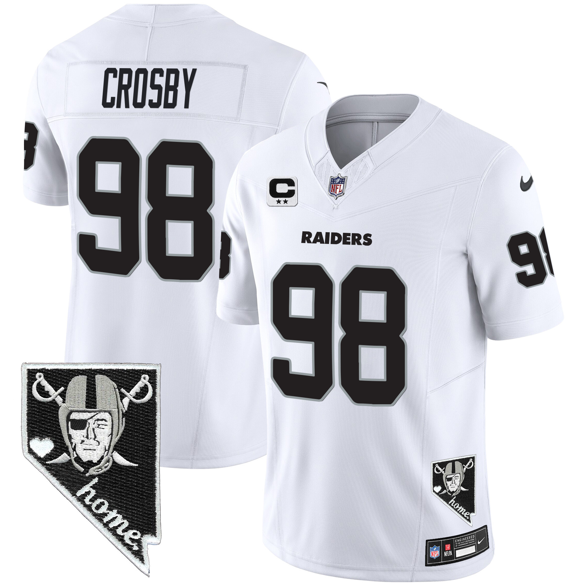 Maxx Crosby Men's Las Vegas Raiders Nevada Home Patch Vapor White Jersey - All Stitched