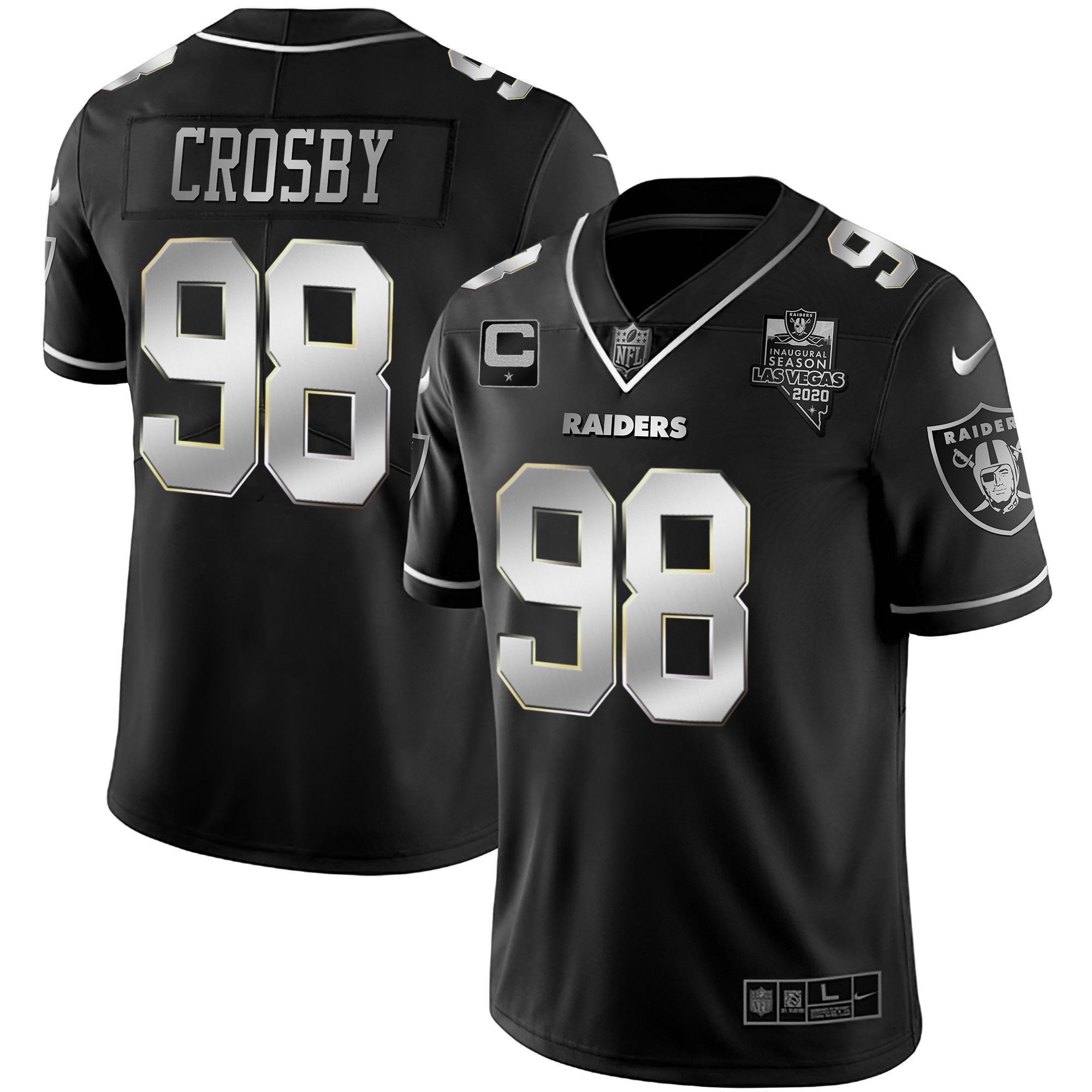 Maxx Crosby Men's Las Vegas Raiders Vapor Gold Silver Limited Jersey - All Stitched