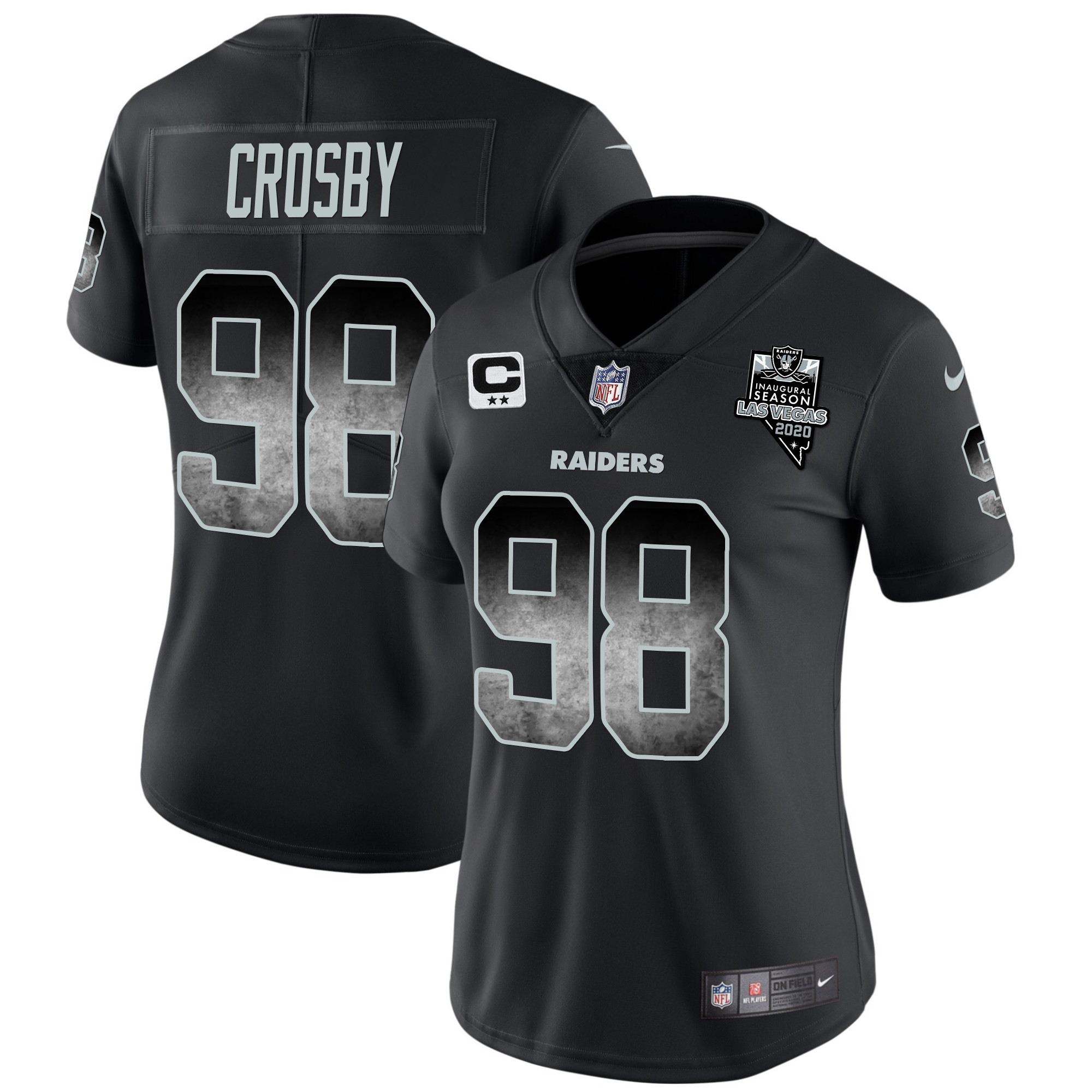 Maxx Crosby Women's Las Vegas Raiders Arch Smoke Vapor Black Jersey - All Stitched