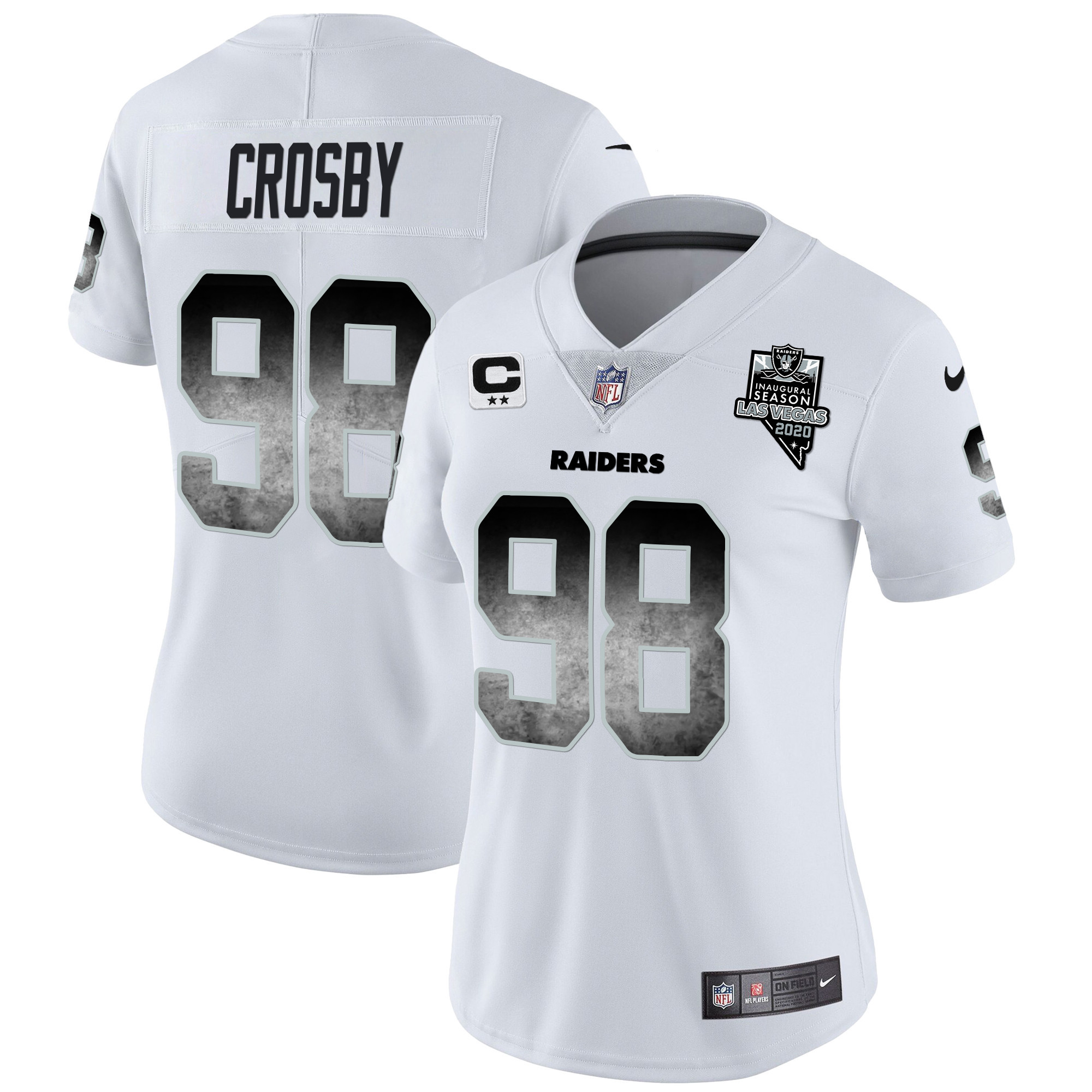 Maxx Crosby Women's Las Vegas Raiders Arch Smoke Vapor White Jersey - All Stitched