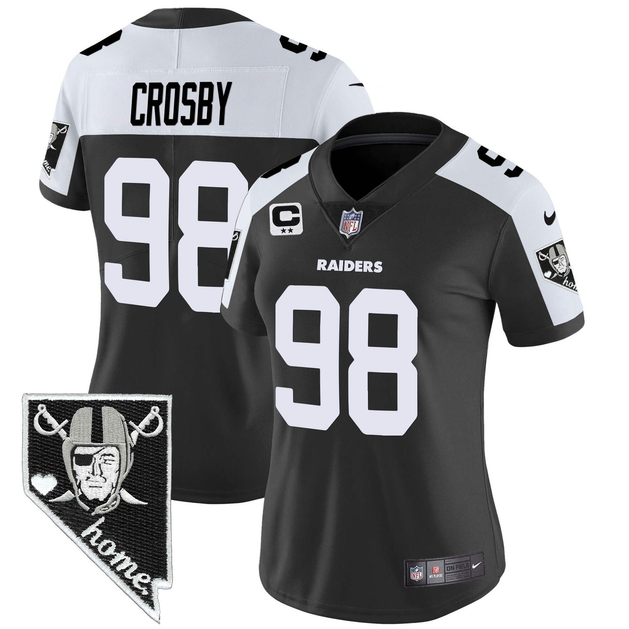 Maxx Crosby Women's Las Vegas Raiders Nevada Home Patch Vapor Black Alternate Jersey - All Stitched
