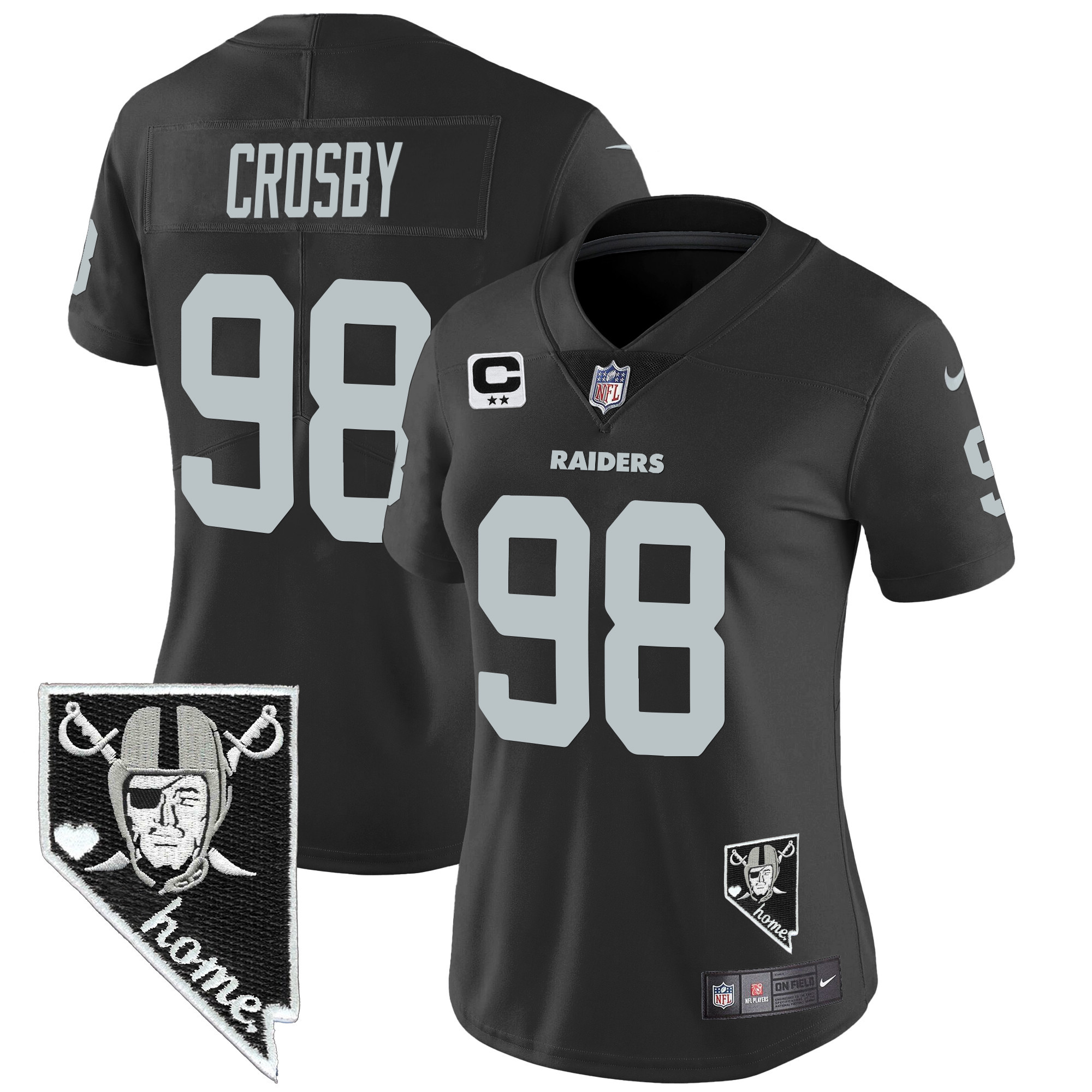 Maxx Crosby Women's Las Vegas Raiders Nevada Home Patch Vapor Black Jersey - All Stitched