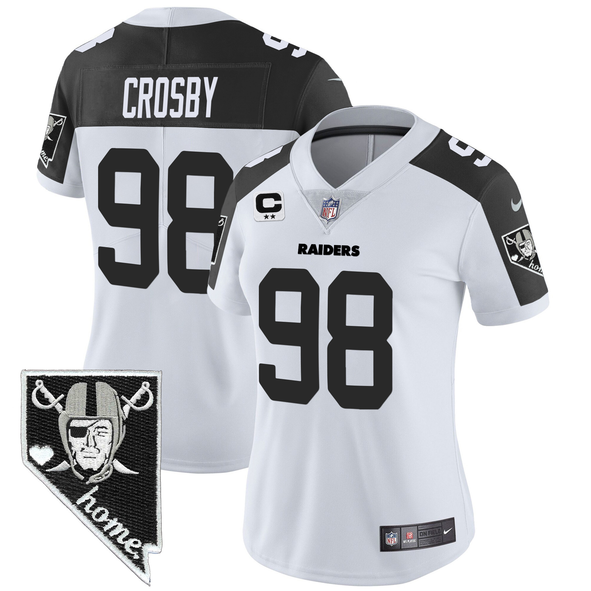 Maxx Crosby Women's Las Vegas Raiders Nevada Home Patch Vapor Inverted Jersey - All Stitched