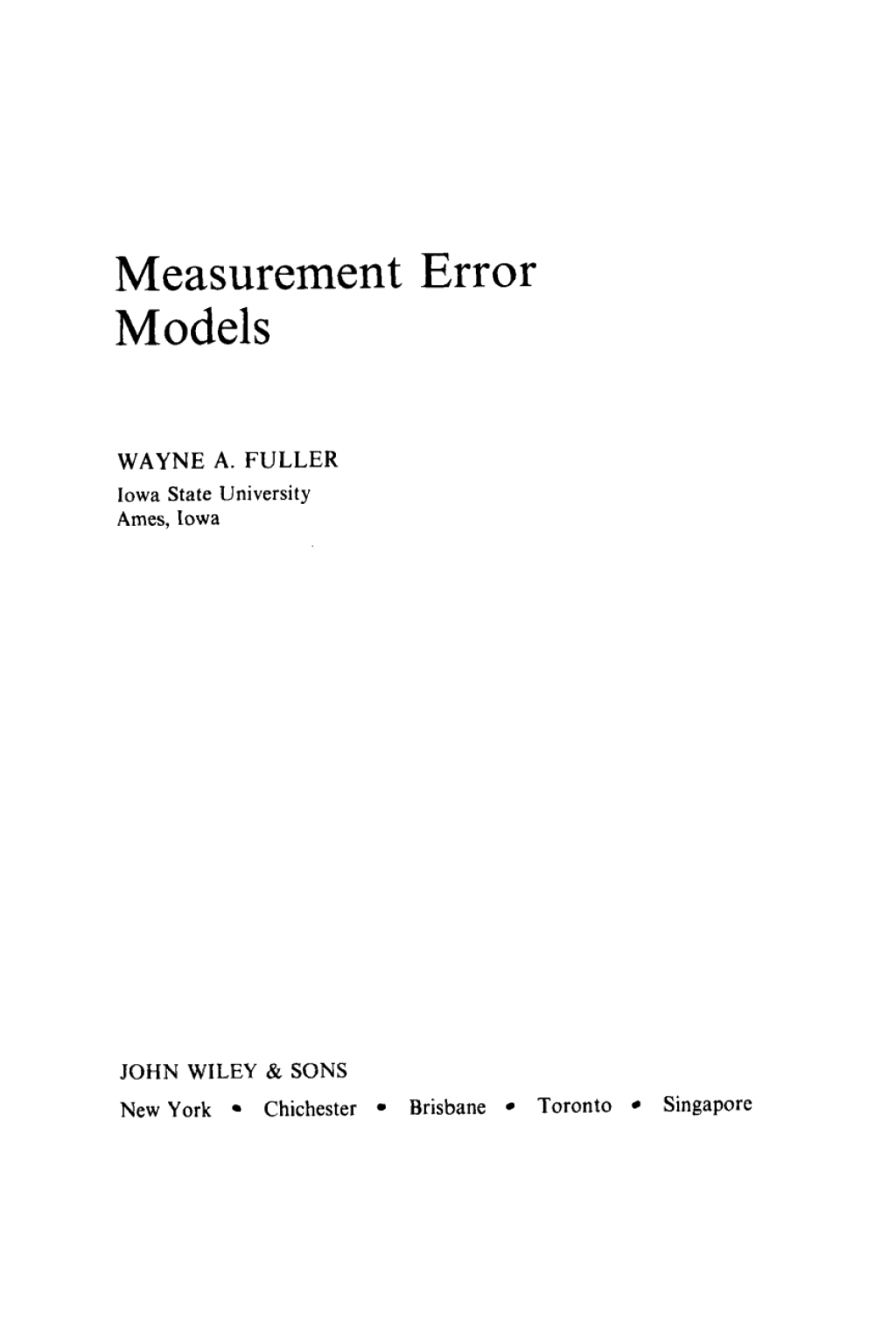 Measurement Error Models 99th Edition â€“ PDF/EPUB Version Downloadable