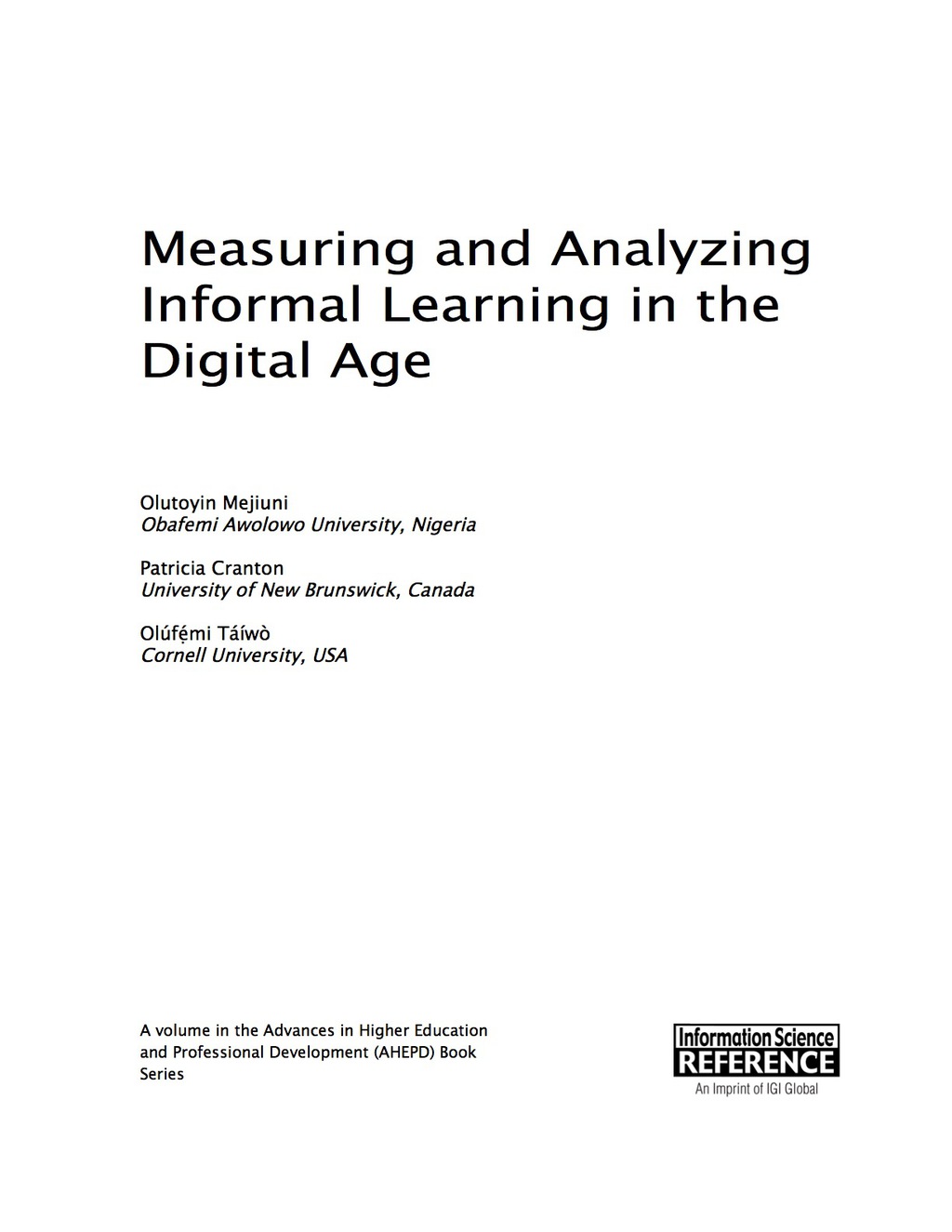 Measuring and Analyzing Informal Learning in the Digital Age  â€“ PDF/EPUB Version Downloadable