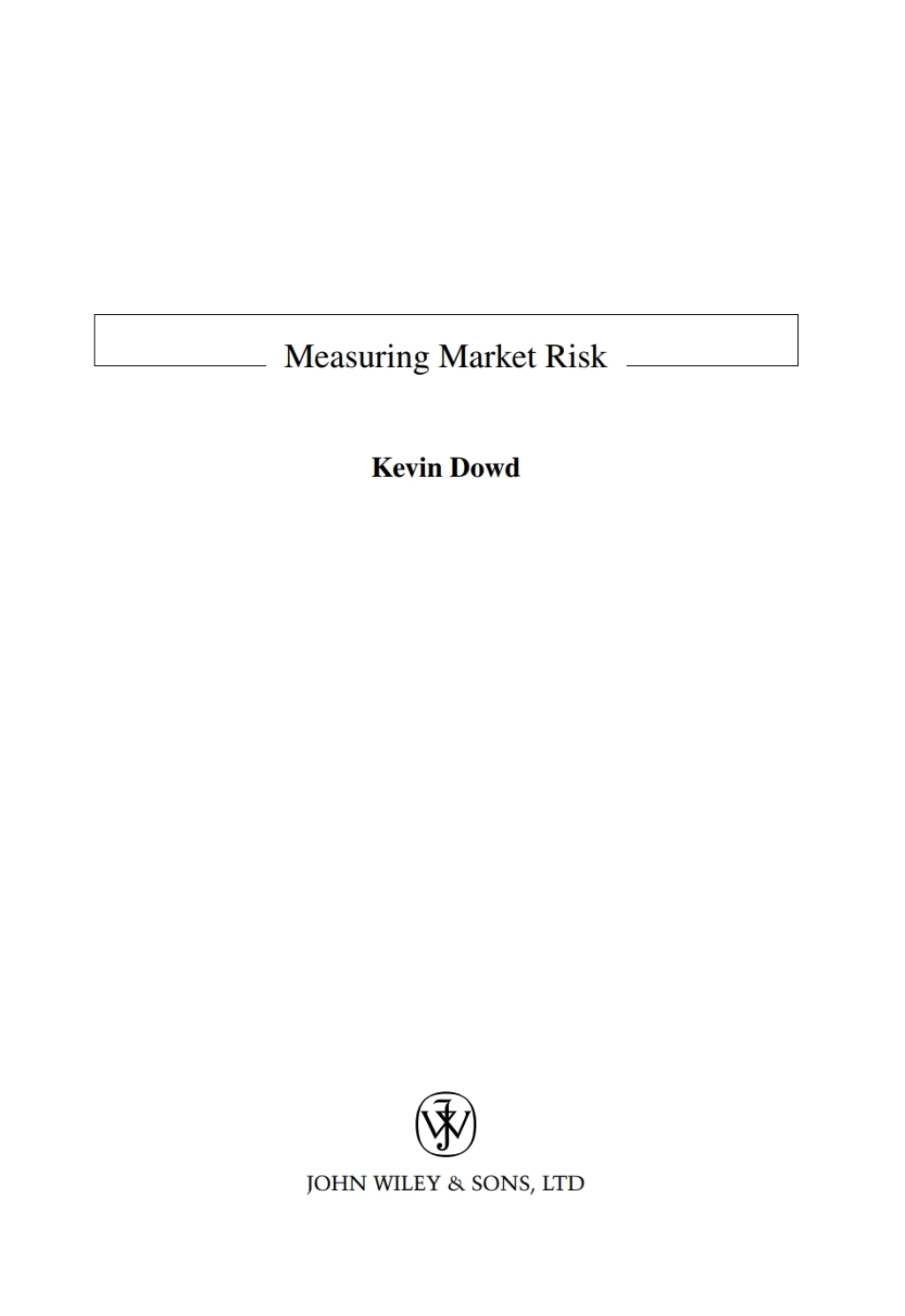 Measuring Market Risk 1st Edition â€“ PDF/EPUB Version Downloadable