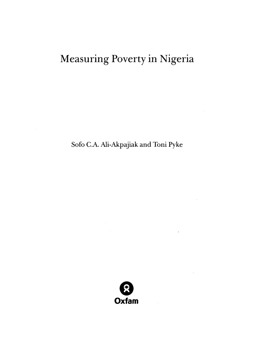 Measuring Poverty in Nigeria  â€“ PDF/EPUB Version Downloadable