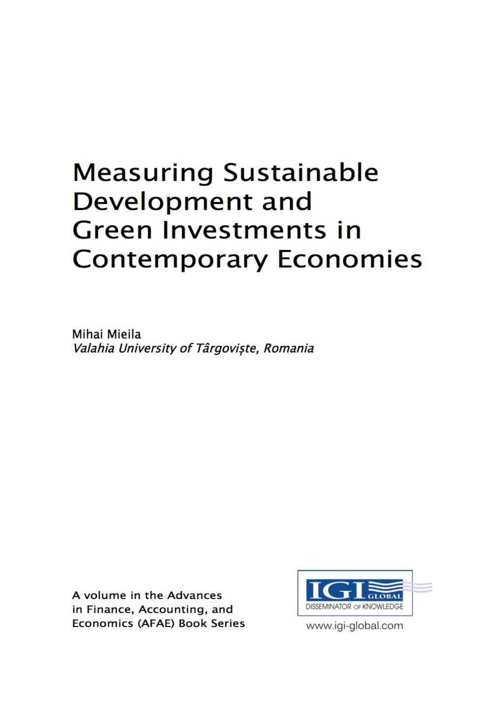 Measuring Sustainable Development and Green Investments in Contemporary Economies  â€“ PDF/EPUB Version Downloadable