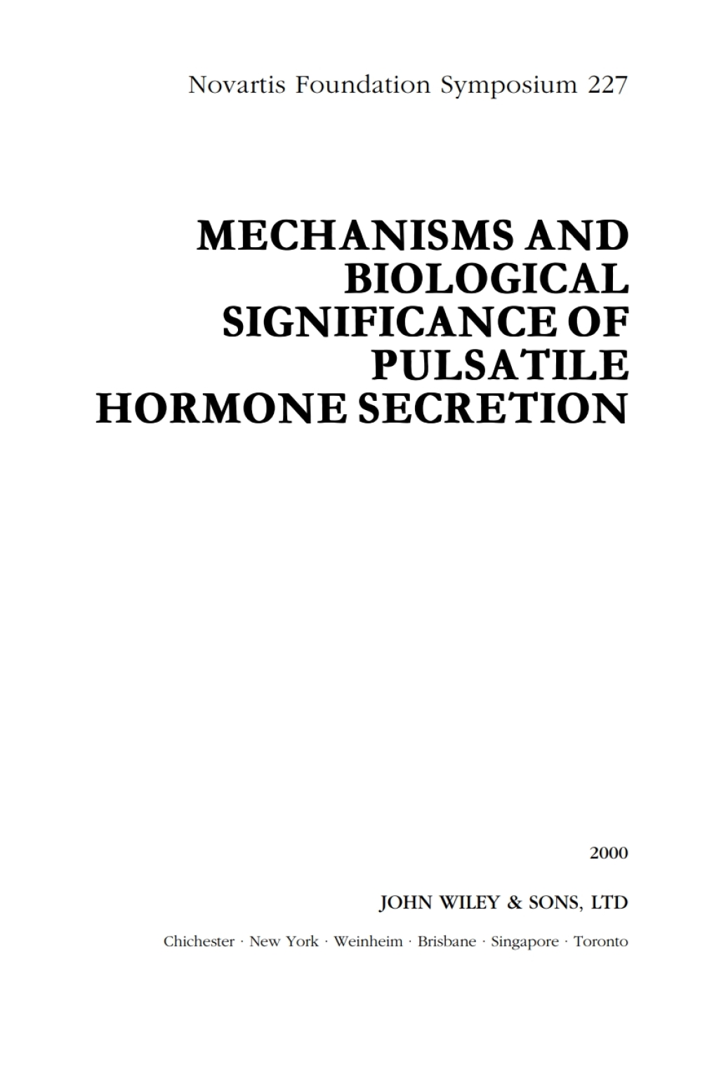 Mechanisms and Biological Significance of Pulsatile Hormone Secretion 1st Edition â€“ PDF/EPUB Version Downloadable