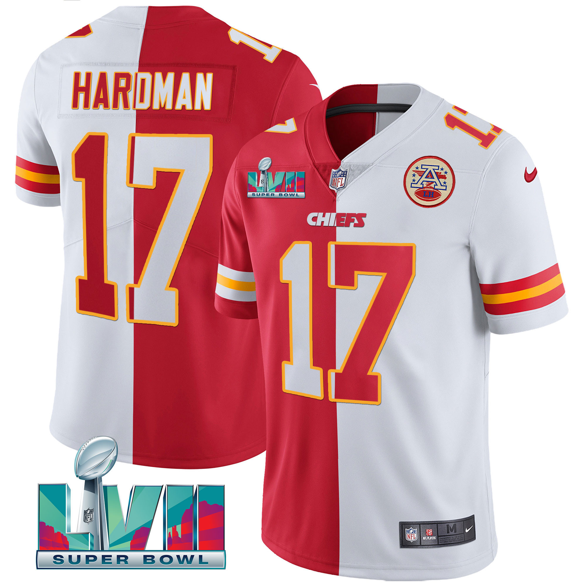 Mecole Hardman Men's Kansas City Chiefs Super Bowl Vapor Gold Split Jersey - All Stitched