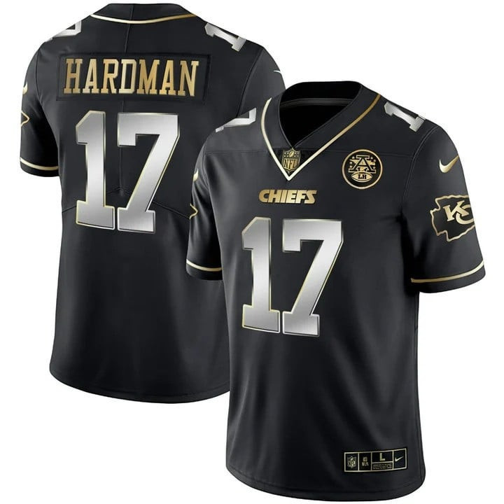Mecole Hardman Men's Kansas City Chiefs Vapor Black Red Gold Limited - All Stitched Black Limited Jersey - All Stitched