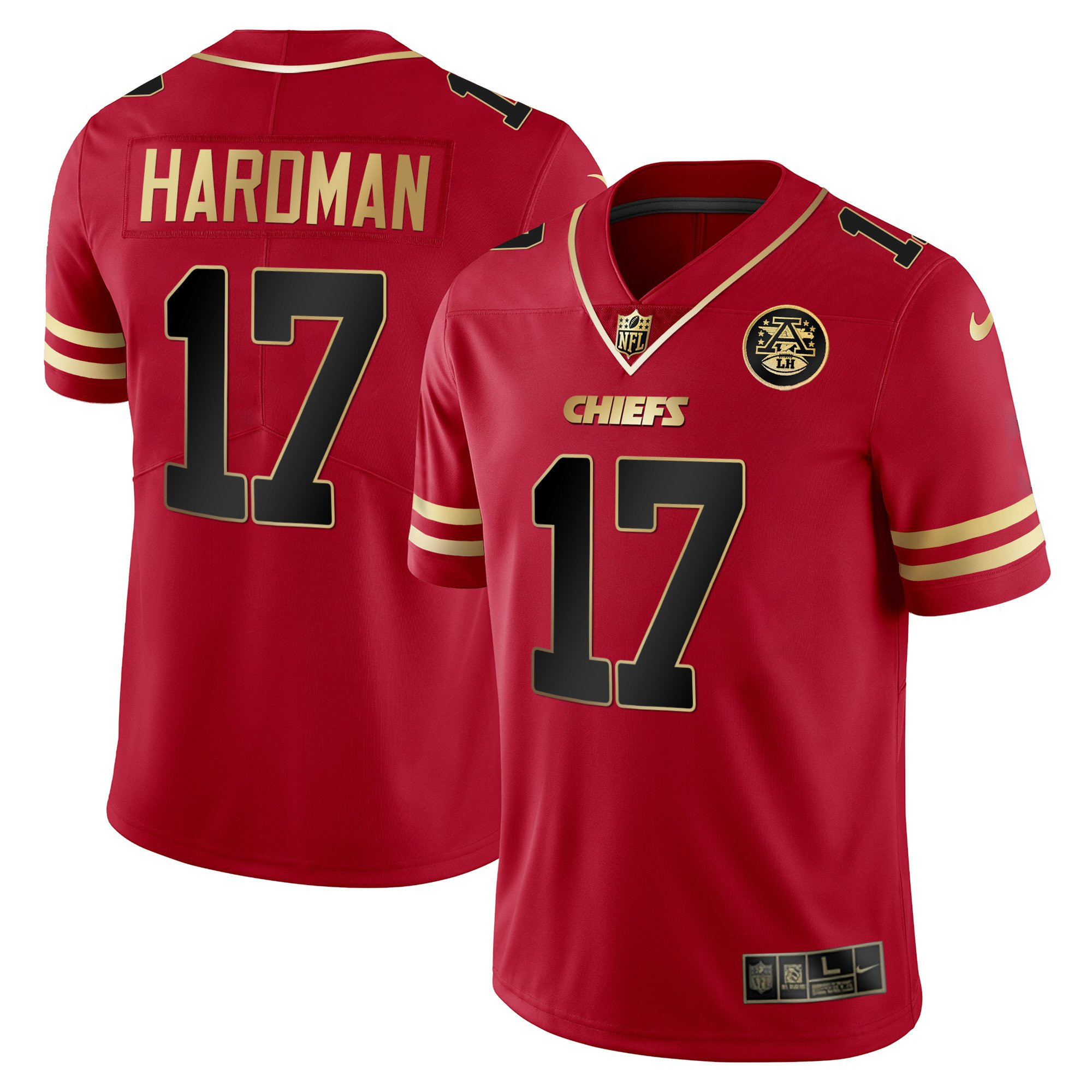 Mecole Hardman Men's Kansas City Chiefs Vapor Black Red Gold Limited - All Stitched Black Red Jersey - All Stitched