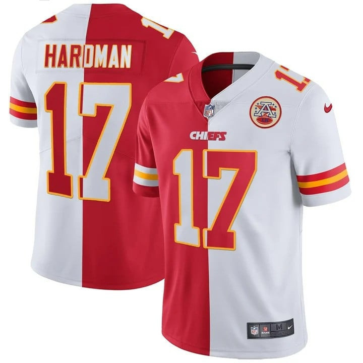 Mecole Hardman Men's Kansas City Chiefs Vapor Black Red Gold Limited - All Stitched Split Jersey - All Stitched