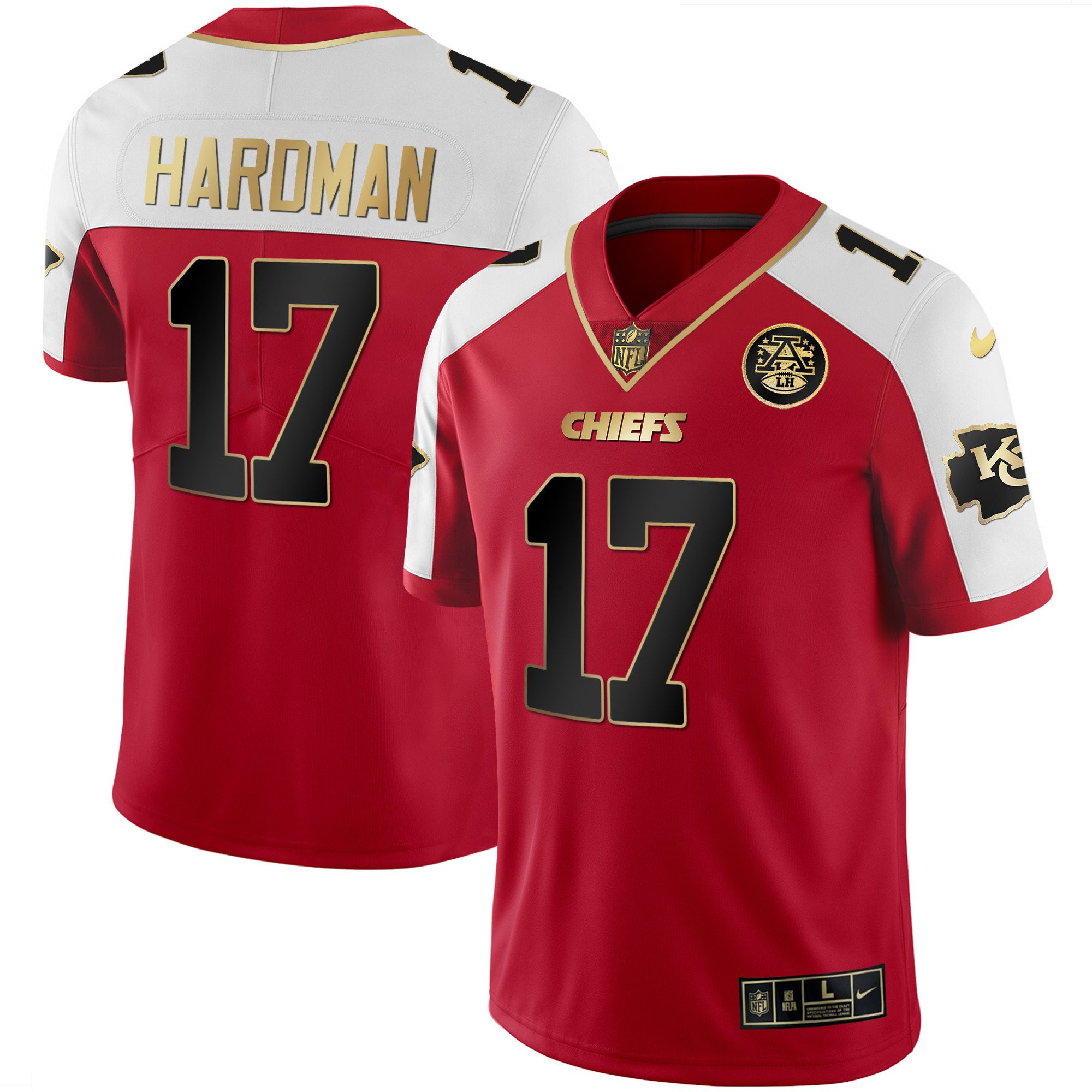 Mecole Hardman Men's Kansas City Chiefs White Gold & Black Gold - All Stitched Red Alternate Jersey - All Stitched