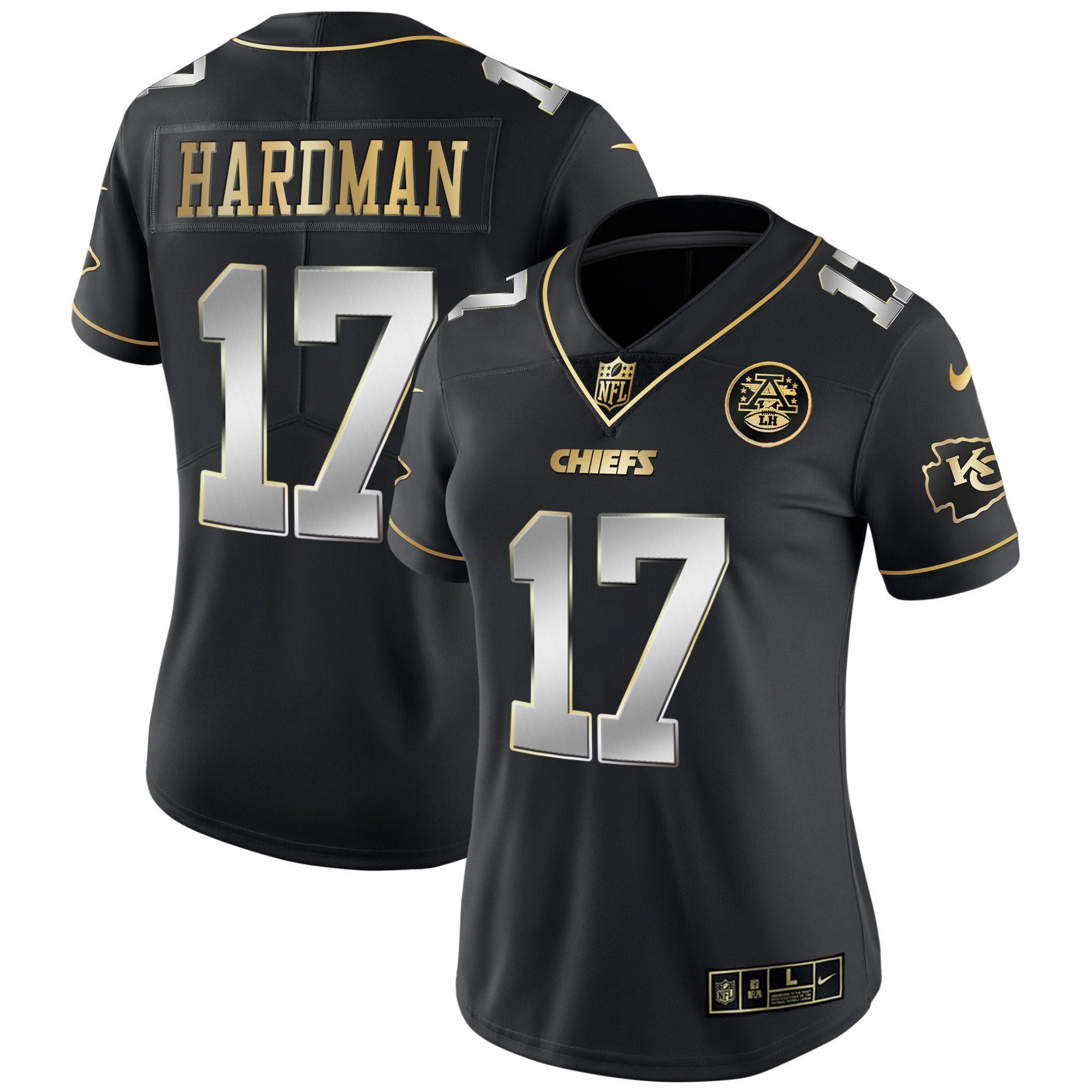 Mecole Hardman Women's Kansas City Chiefs White Gold & Black Gold - All Stitched Black Limited Jersey - All Stitched