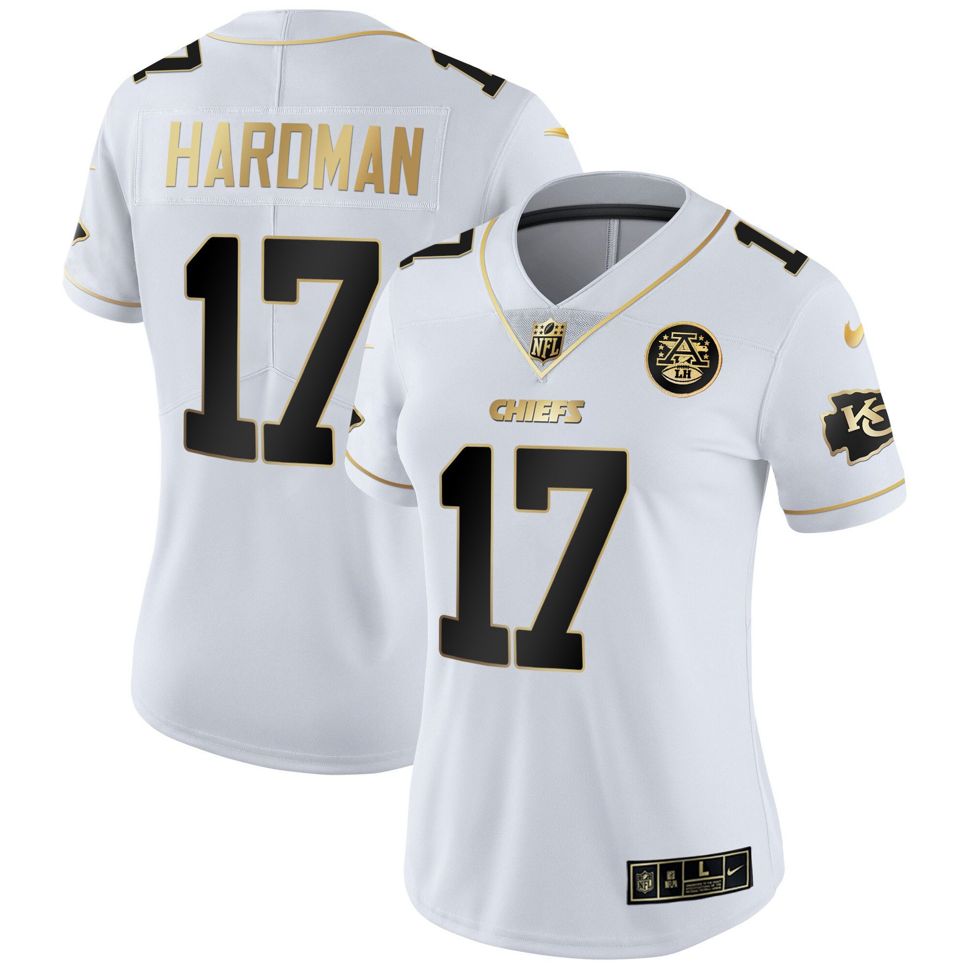 Mecole Hardman Women's Kansas City Chiefs White Gold & Black Gold - All Stitched White Gold Jersey - All Stitched