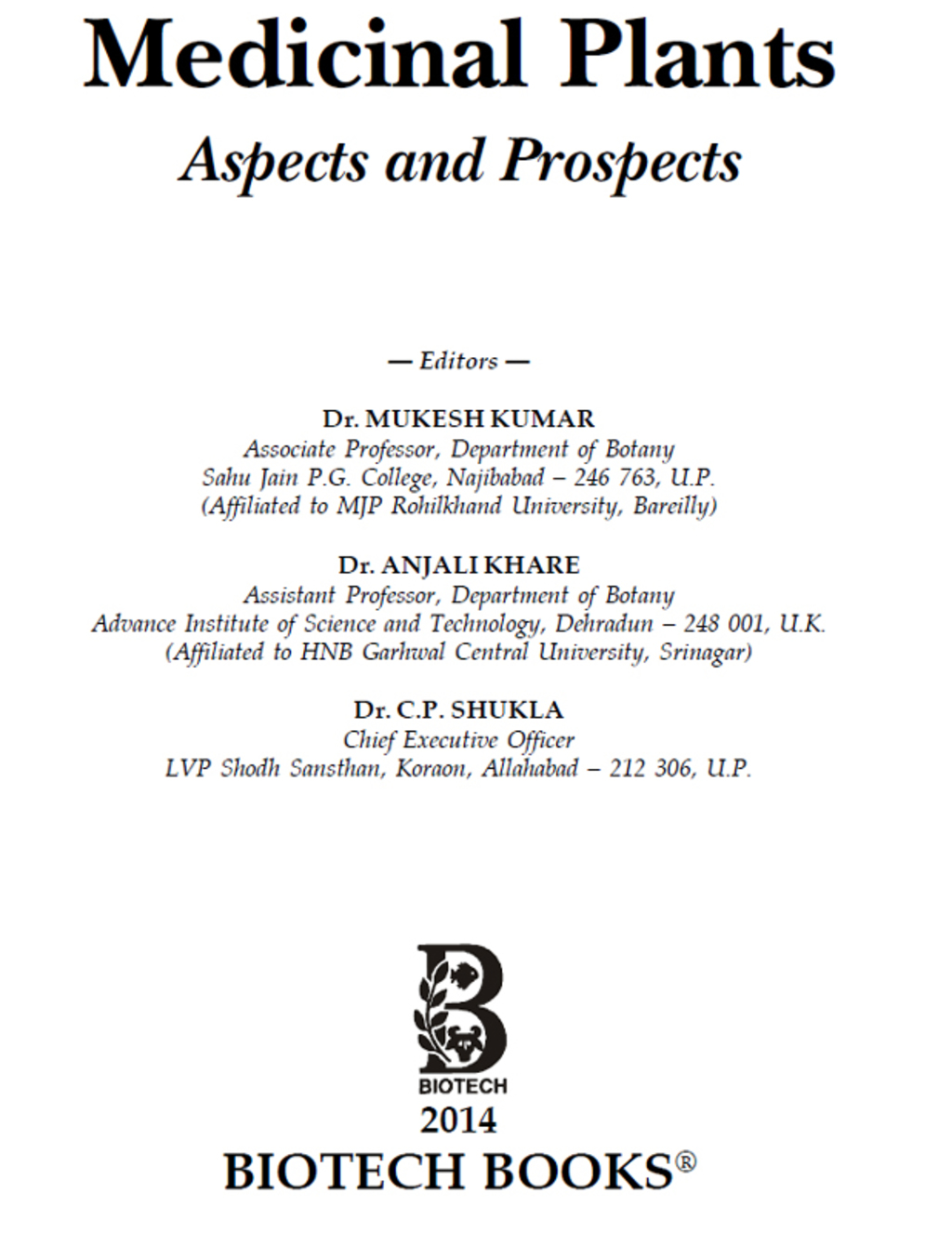 Medicinal Plants: Aspects and Prospects  â€“ PDF/EPUB Version Downloadable