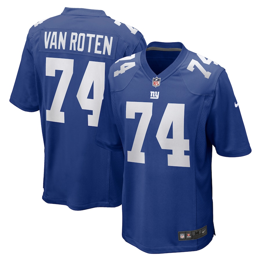 Men Men's New York Giants Game Royal Jersey Greg Van Roten Jersey - All Stitched