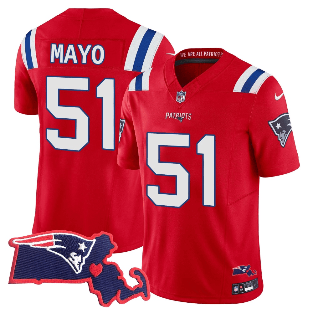 Men's #51 Jerod Mayo New England Patriots Limited Red Jersey - All Stitched