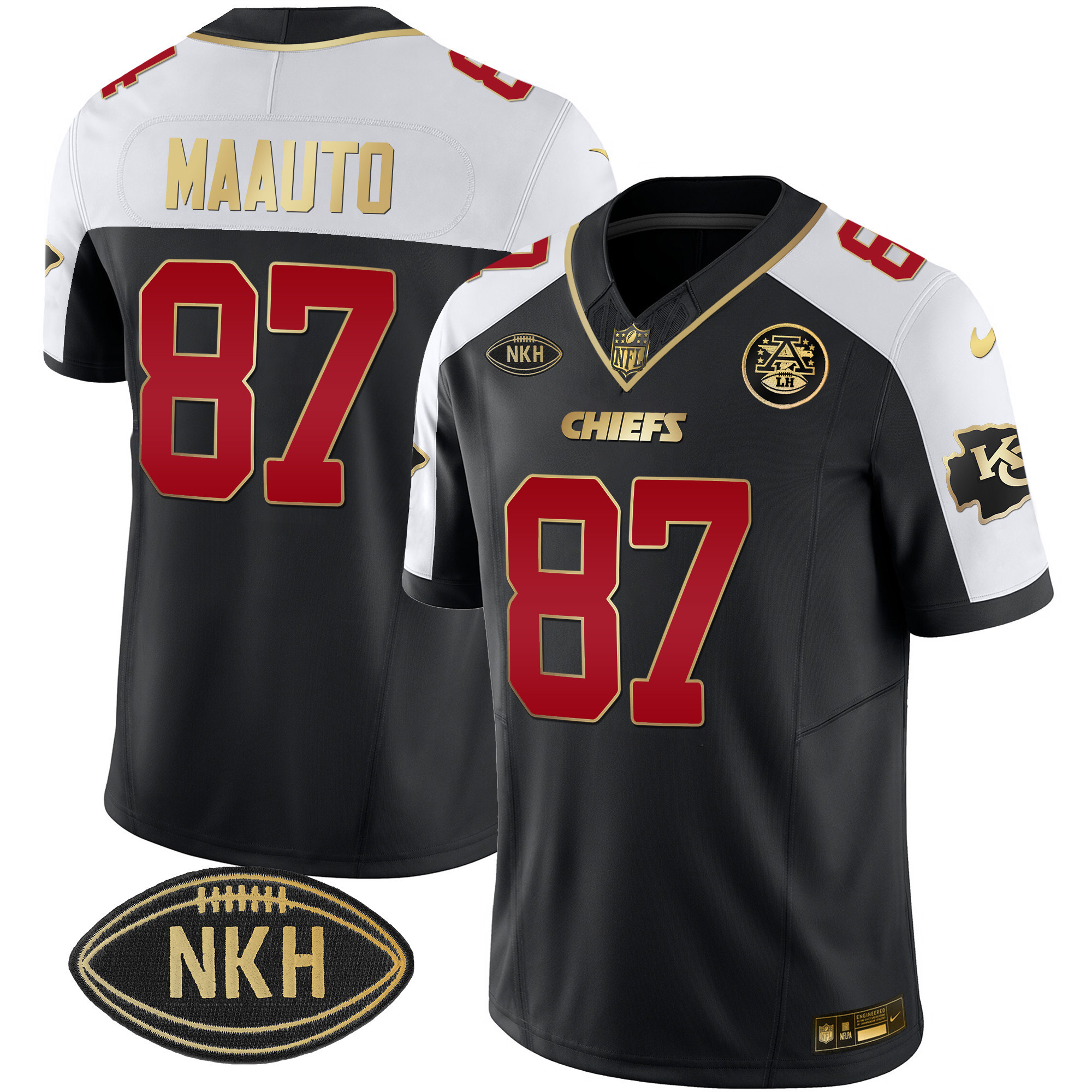 Men's #87 Travis Kelce Maauto Kansas City Chiefs Vapor Black Alternate Jersey - All Stitched