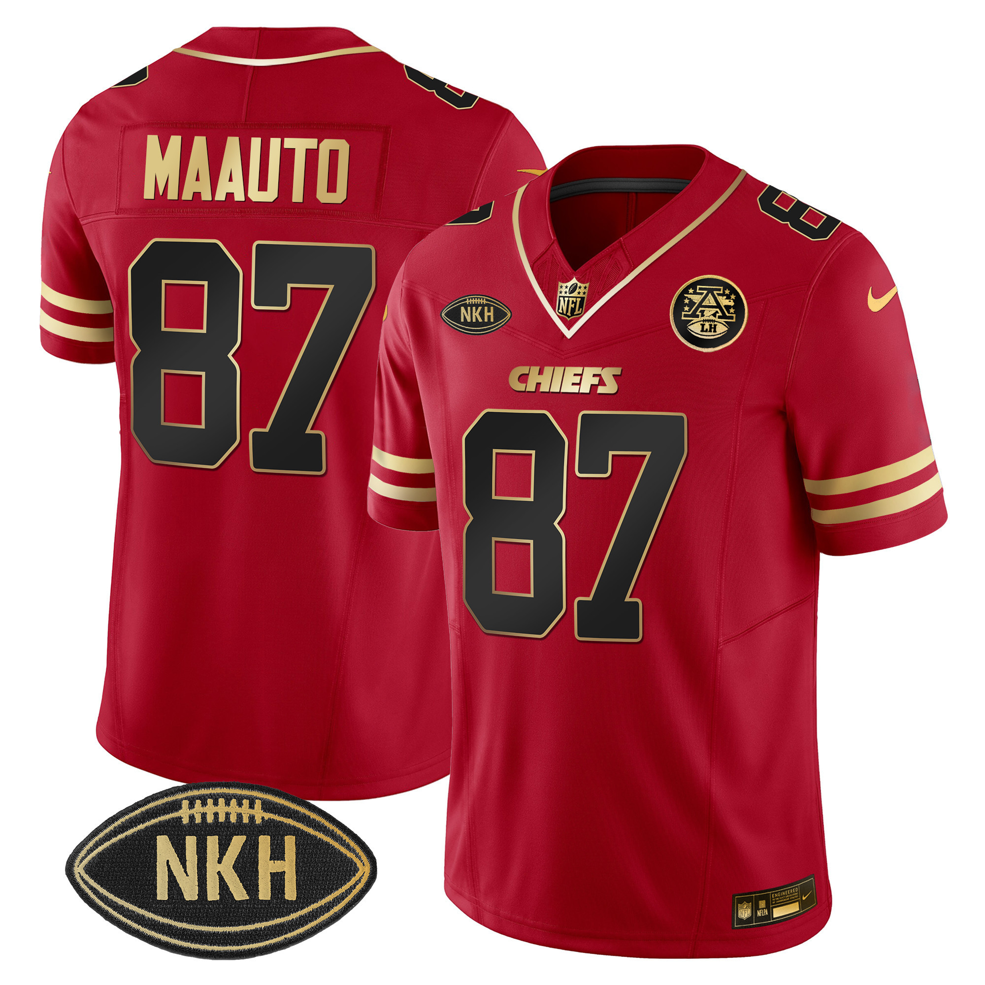 Men's #87 Travis Kelce Maauto Kansas City Chiefs Vapor Black Red Jersey - All Stitched