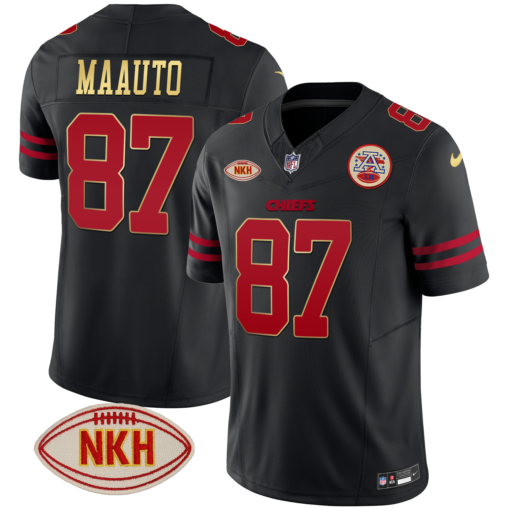 Men's #87 Travis Kelce Maauto Kansas City Chiefs Vapor Gold Trim Jersey - All Stitched