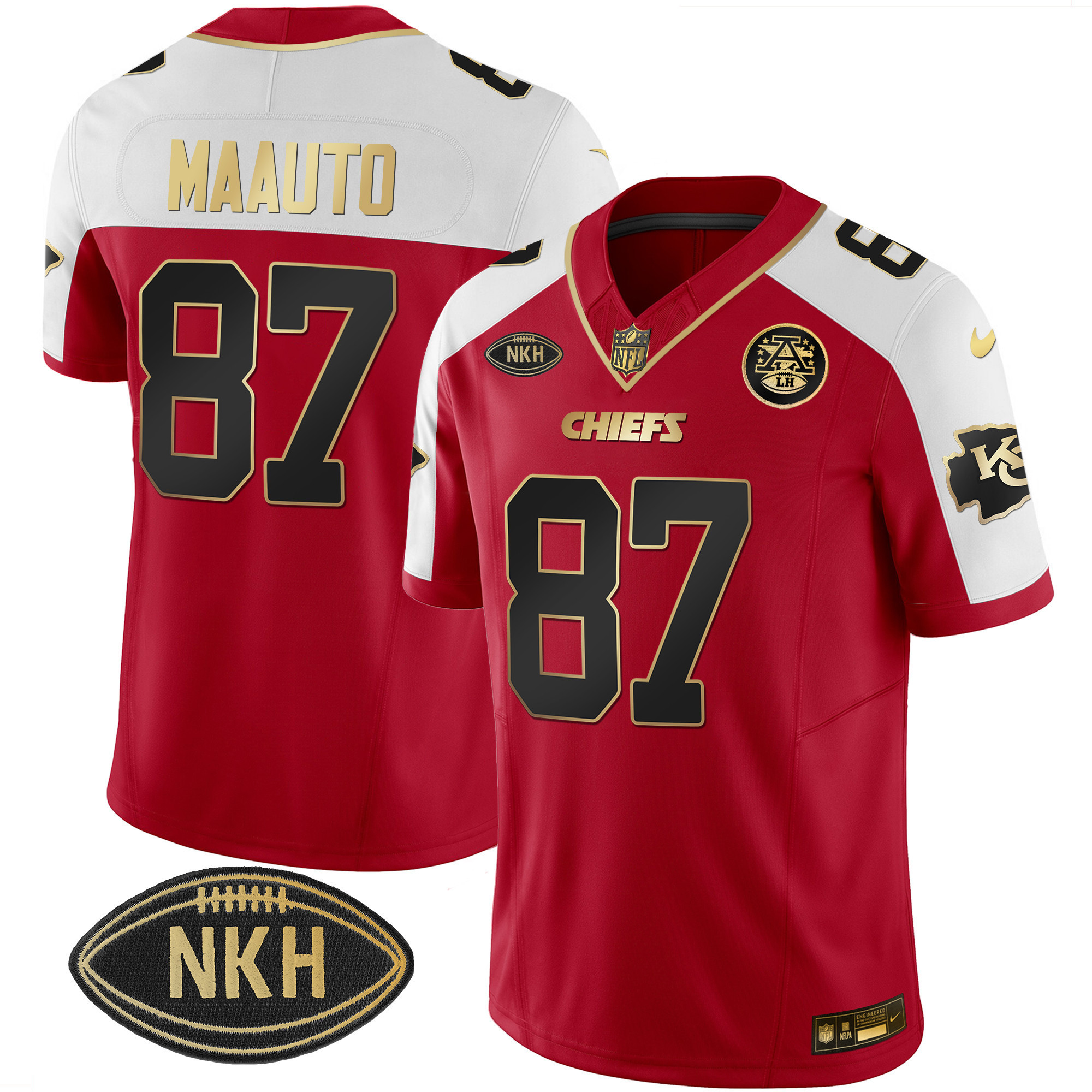 Men's #87 Travis Kelce Maauto Kansas City Chiefs Vapor Red Alternate Jersey - All Stitched