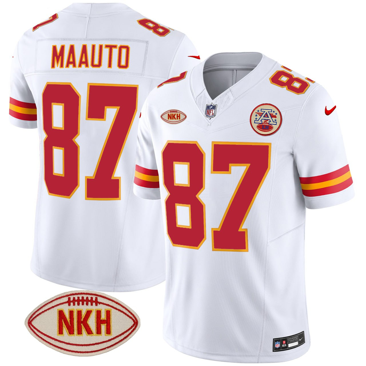 Men's #87 Travis Kelce Maauto Kansas City Chiefs Vapor White Jersey - All Stitched