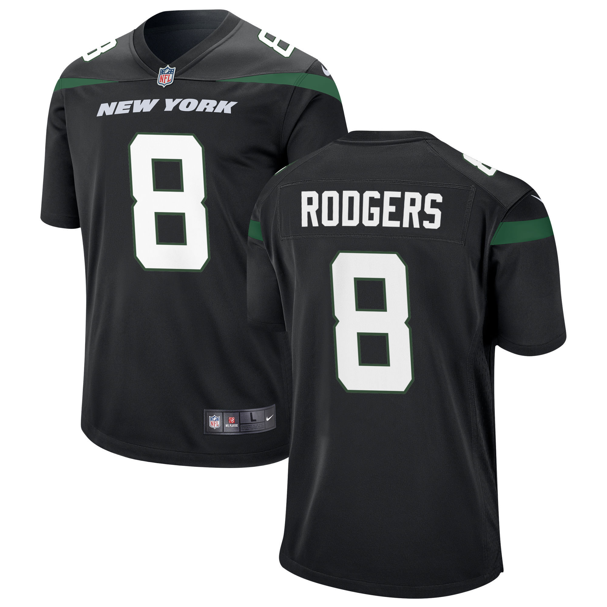 Men's Aaron Rodgers New York Jets Black Jersey - All Stitched