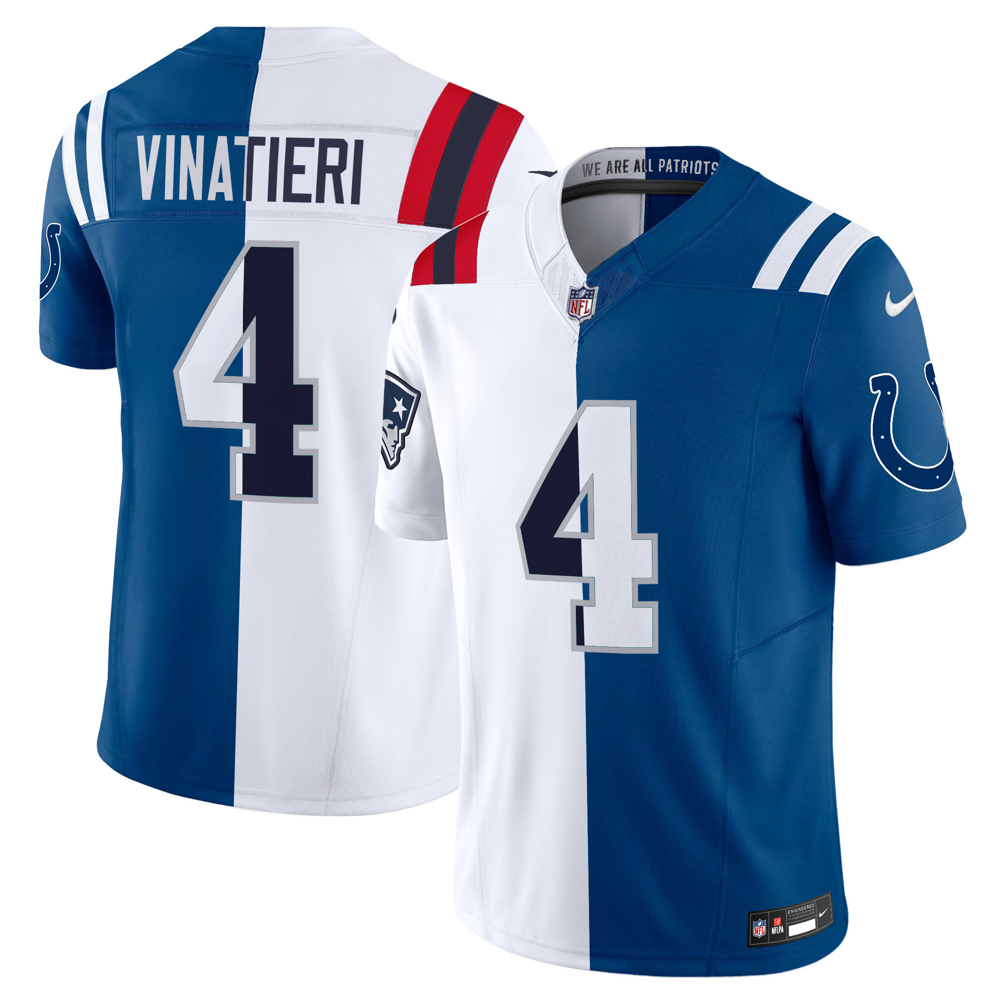 Men's Adam Vinatieri Indianapolis Colts Split Vapor Limited Patriots - Colts Jersey - All Stitched