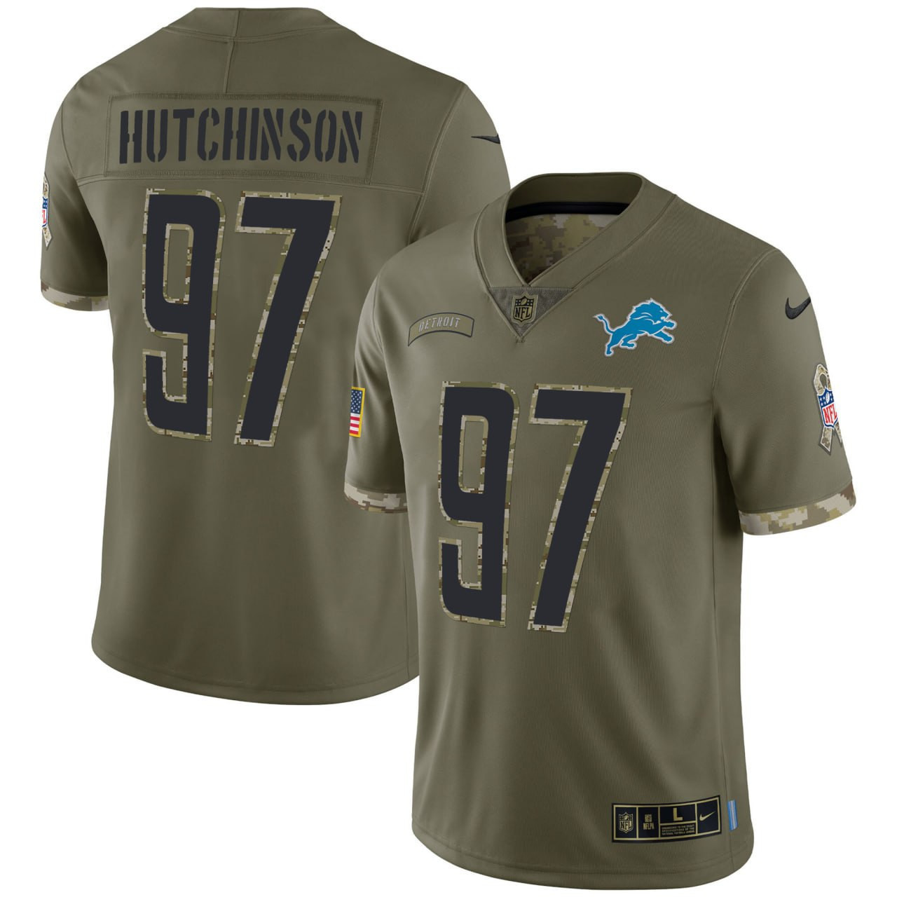 Men's Aidan Hutchinson Detroit Lions Salute To Service Salute To Service Jersey - All Stitched