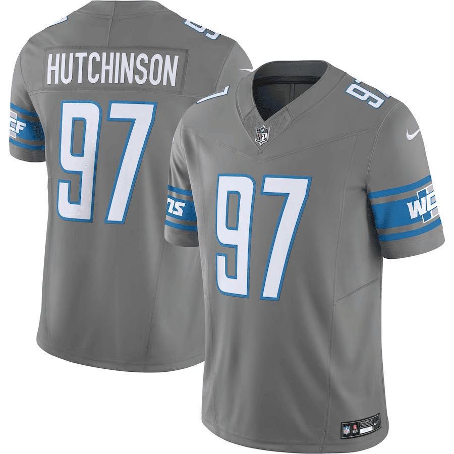 Men's Aidan Hutchinson Detroit Lions Vapor F.U.S.E. Limited Silver Jersey - All Stitched