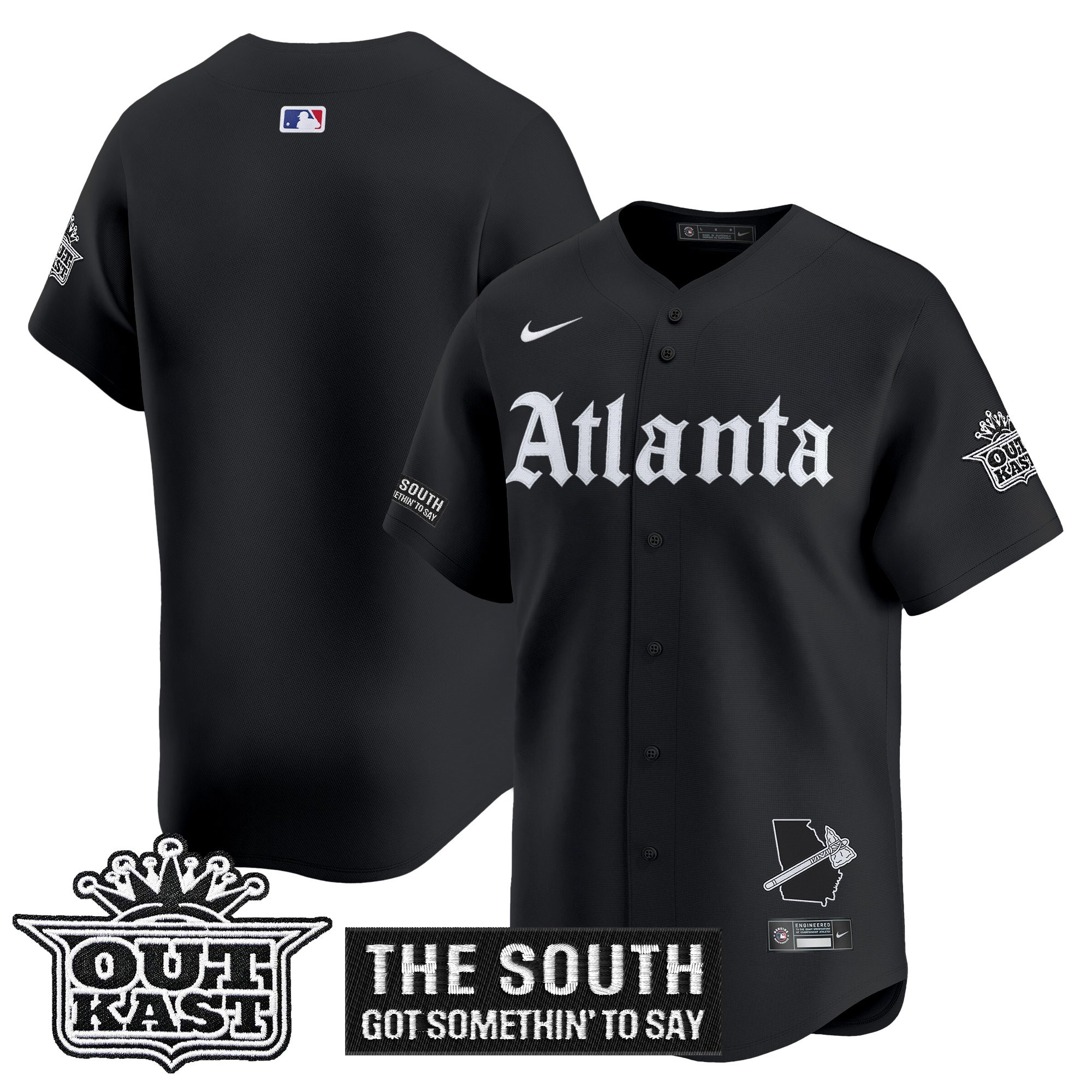 Men's Atlanta Braves 'Gothic South x Outkast Edition' Vapor Premier Limited Black Jersey - All Stitched