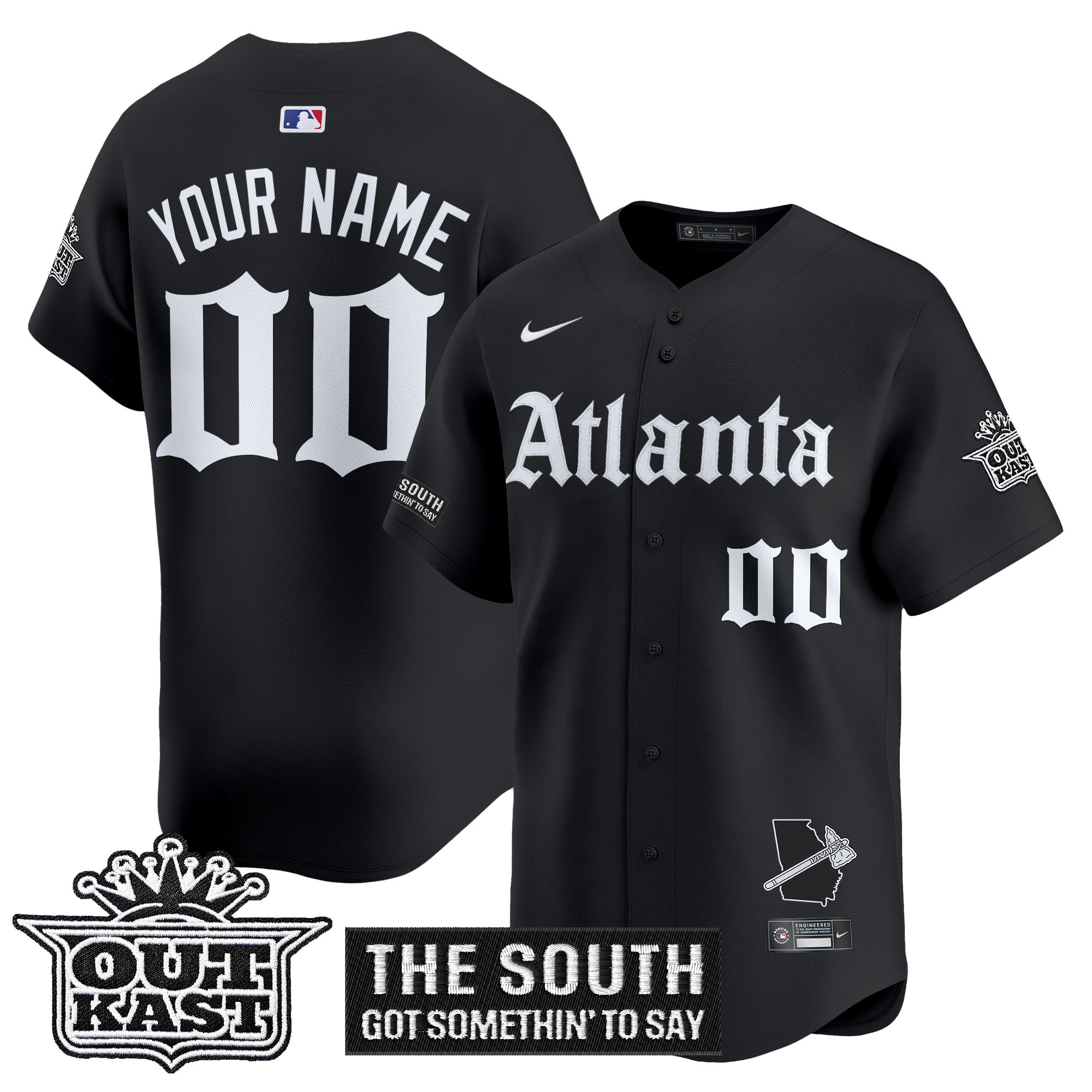 Men's Atlanta Braves 'Gothic South x Outkast Edition' Vapor Premier Limited Custom Black Jersey - All Stitched