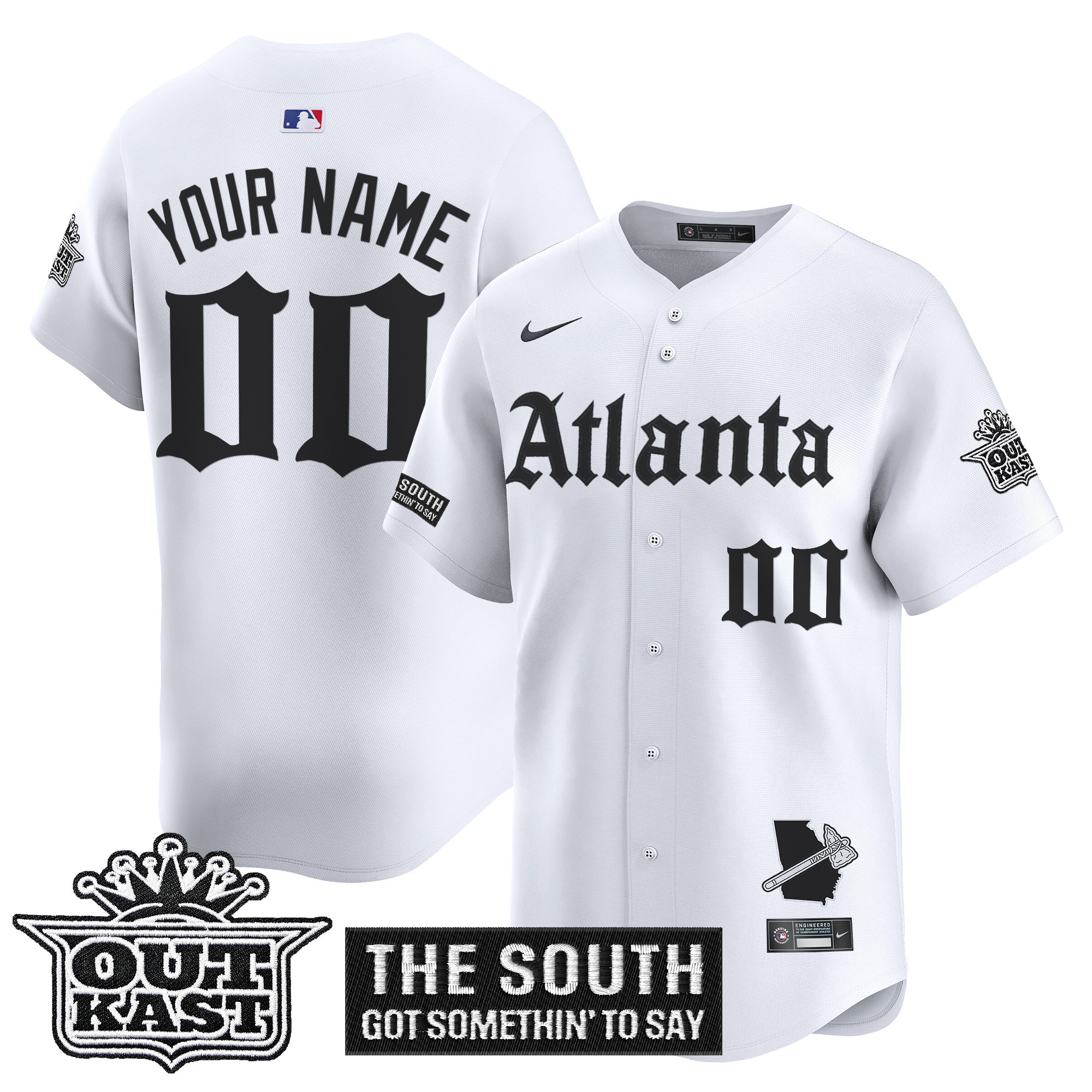 Men's Atlanta Braves 'Gothic South x Outkast Edition' Vapor Premier Limited Custom White Jersey - All Stitched
