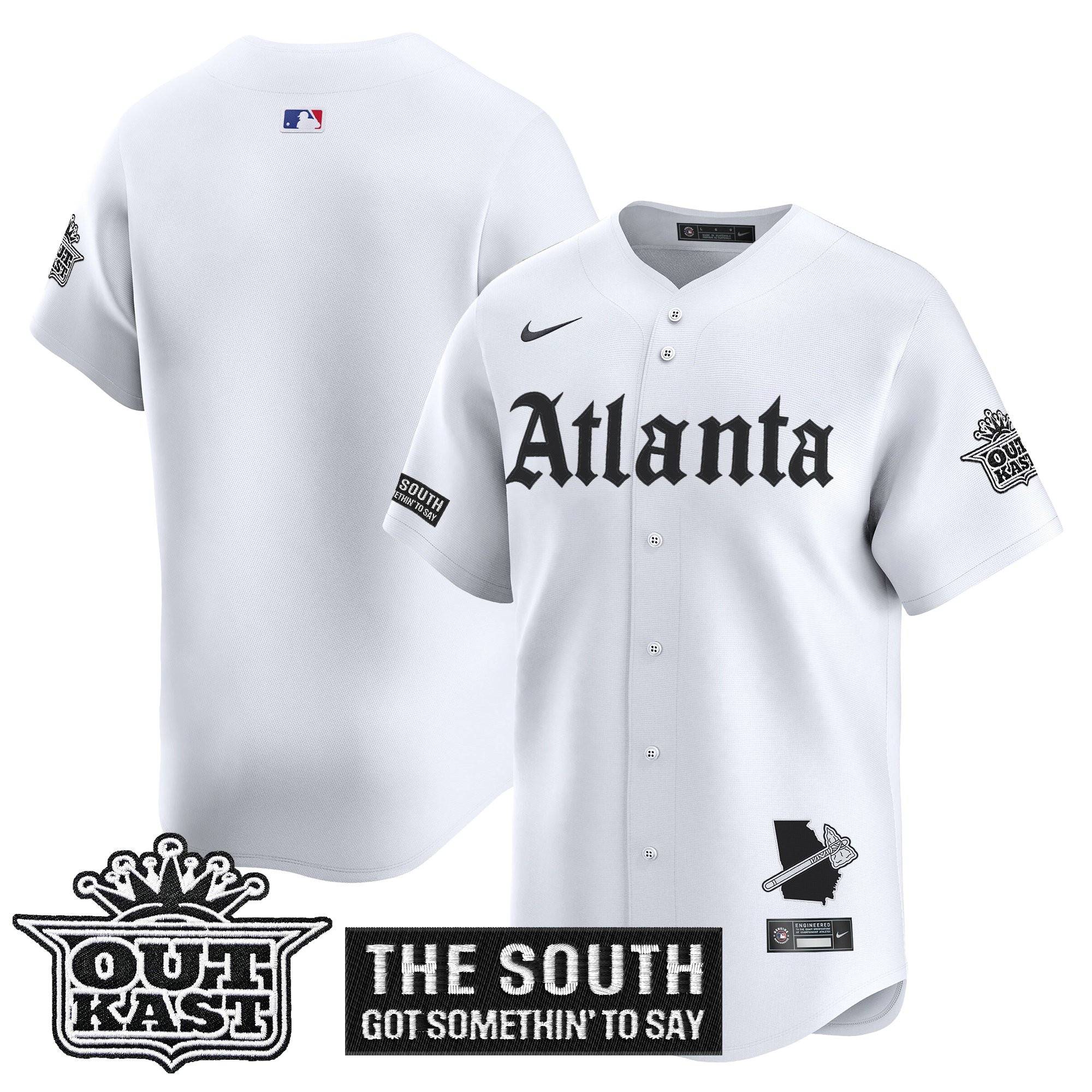 Men's Atlanta Braves 'Gothic South x Outkast Edition' Vapor Premier Limited White Jersey - All Stitched