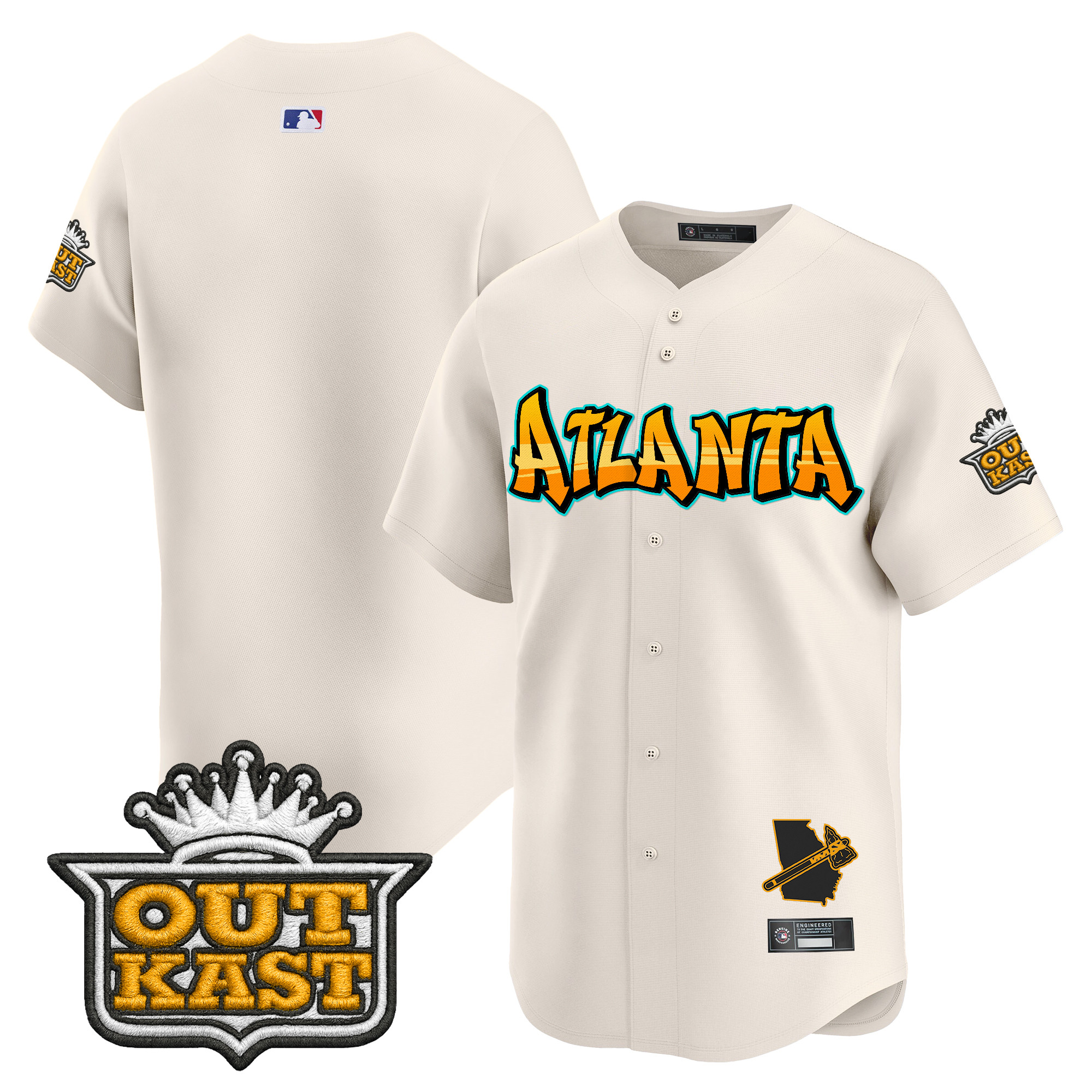 Men's Atlanta Braves 'Graffiti A-Town Edition' Vapor Premier Limited Cream Jersey - All Stitched