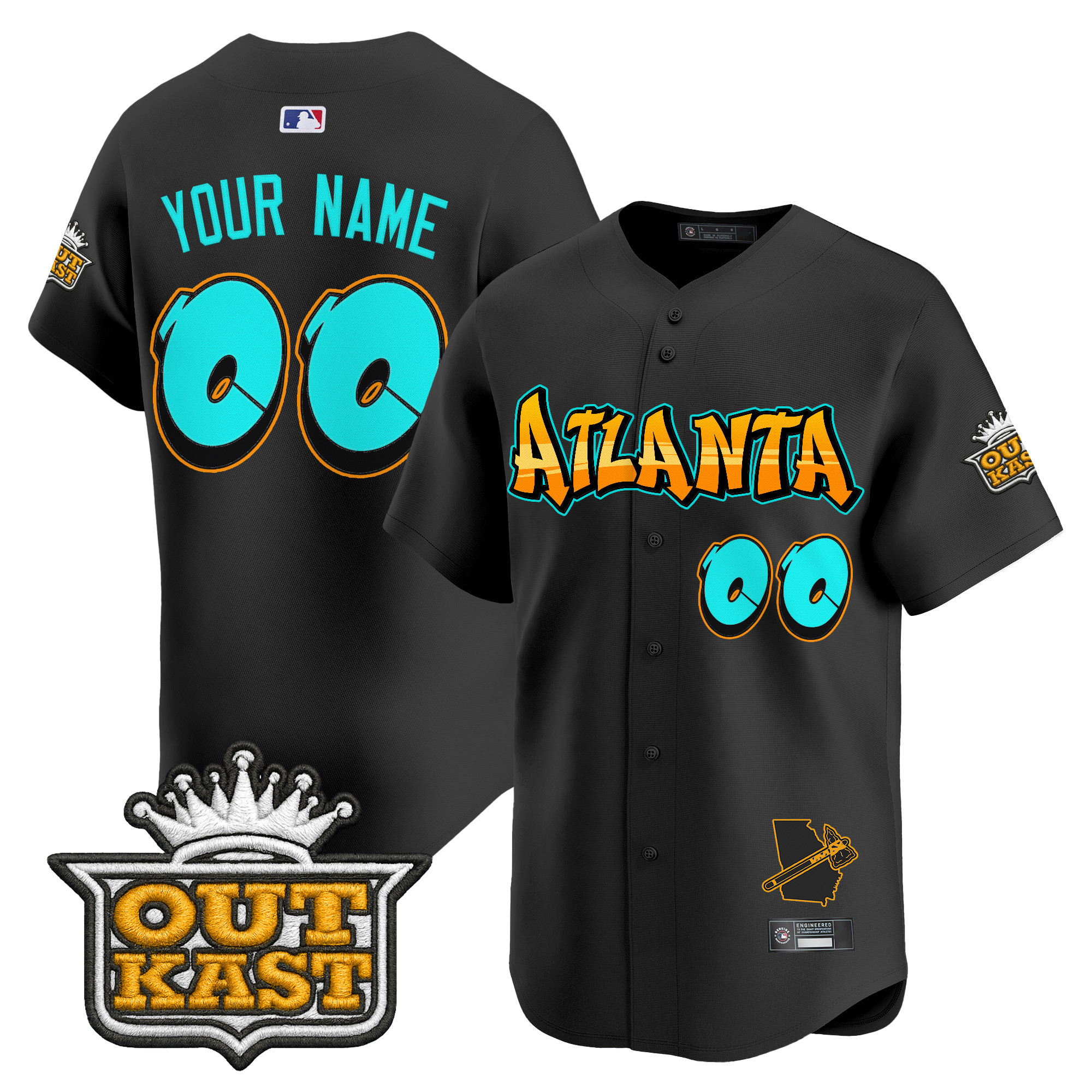 Men's Atlanta Braves 'Graffiti A-Town Edition' Vapor Premier Limited Custom Black Jersey - All Stitched