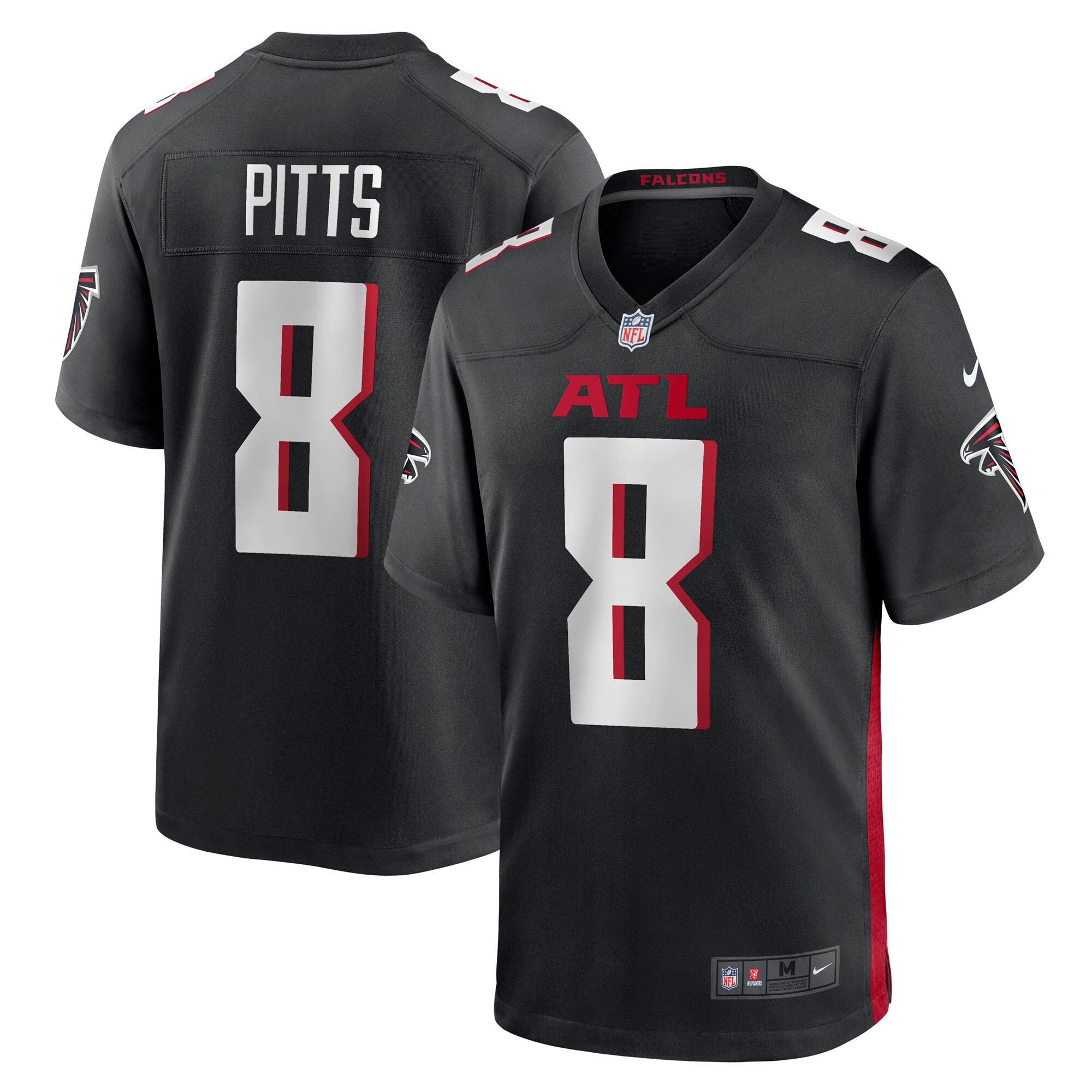 Men's Atlanta Falcons Black Game Kyle Pitts Jersey - All Stitched
