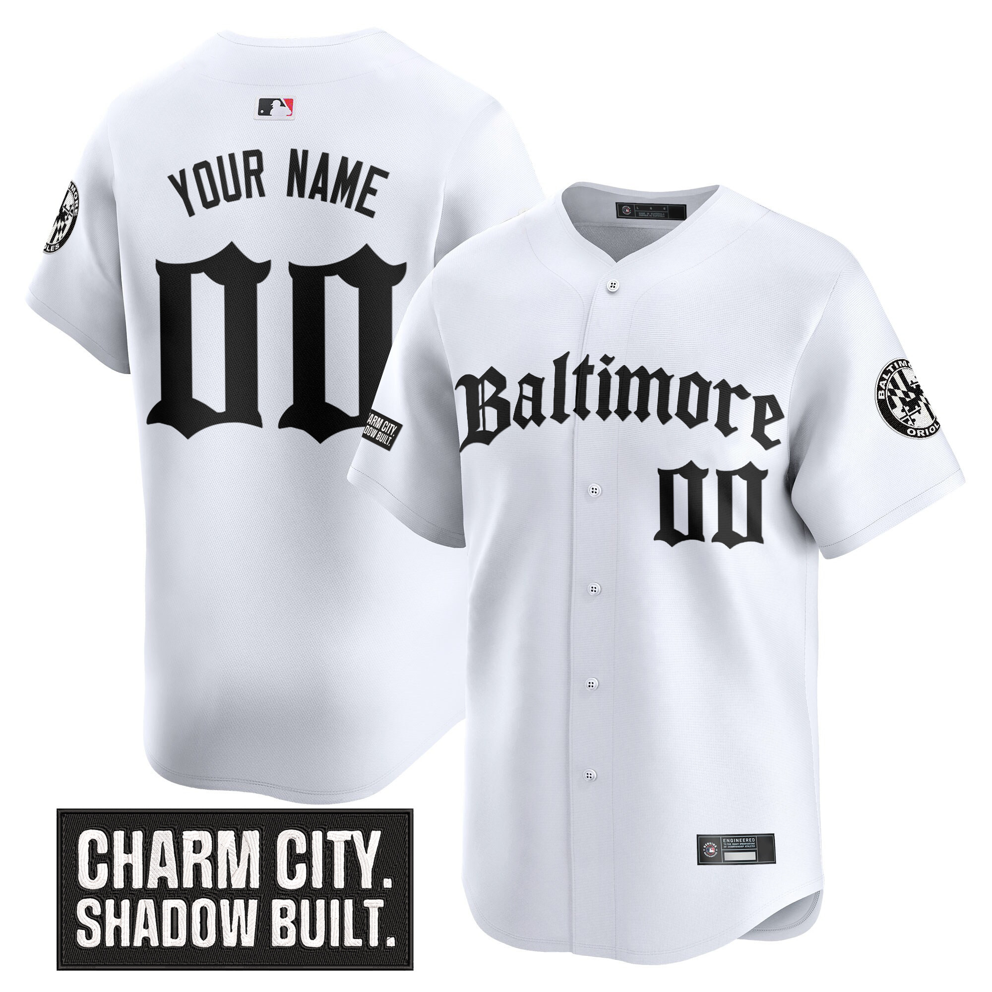 Men's Baltimore Orioles 'Gothic Harbor Edition' Vapor Premier Limited Custom White Jersey - All Stitched