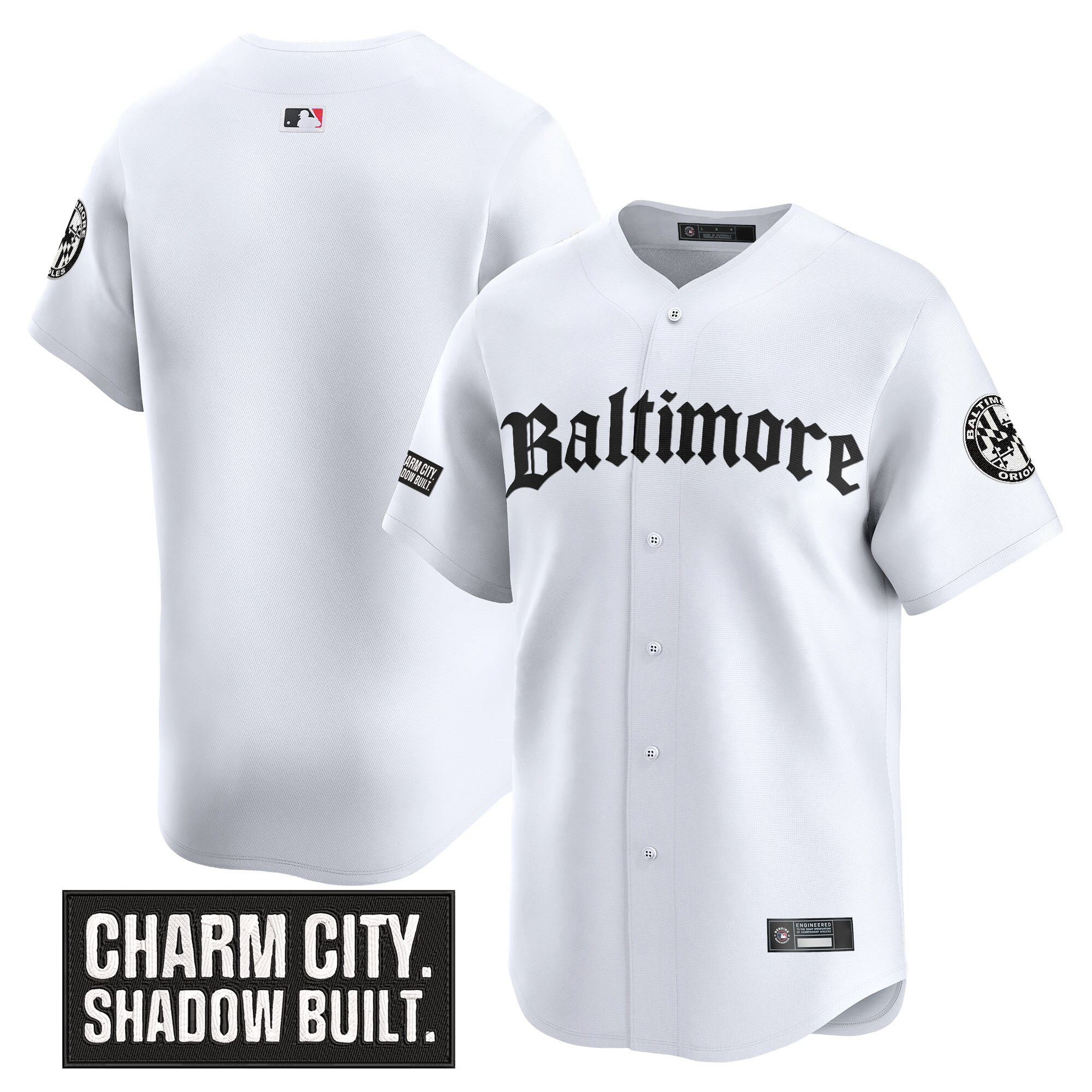 Men's Baltimore Orioles 'Gothic Harbor Edition' Vapor Premier Limited White Jersey - All Stitched