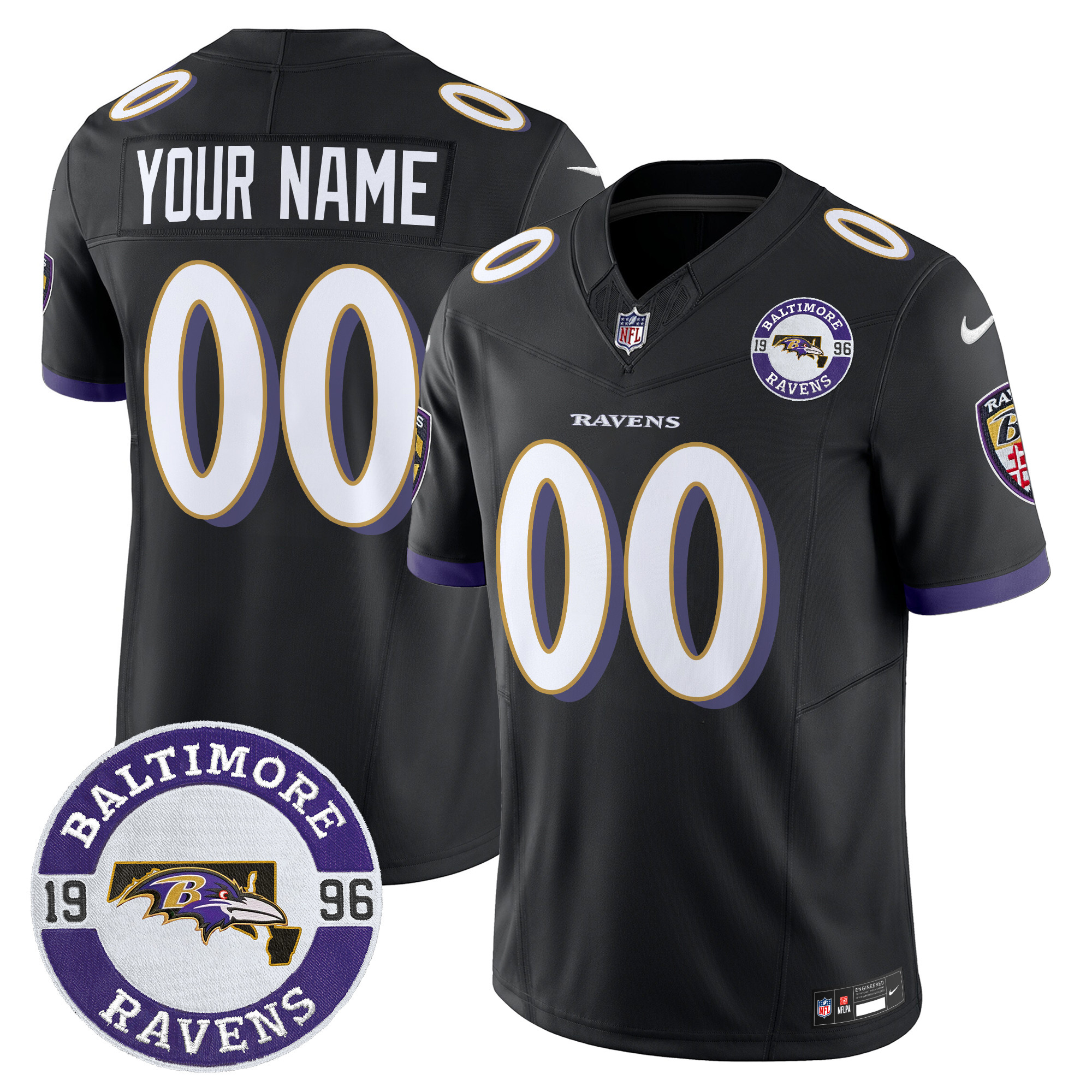 Men's Baltimore Ravens 2024 Vapor Limited Custom Black Jersey - All Stitched