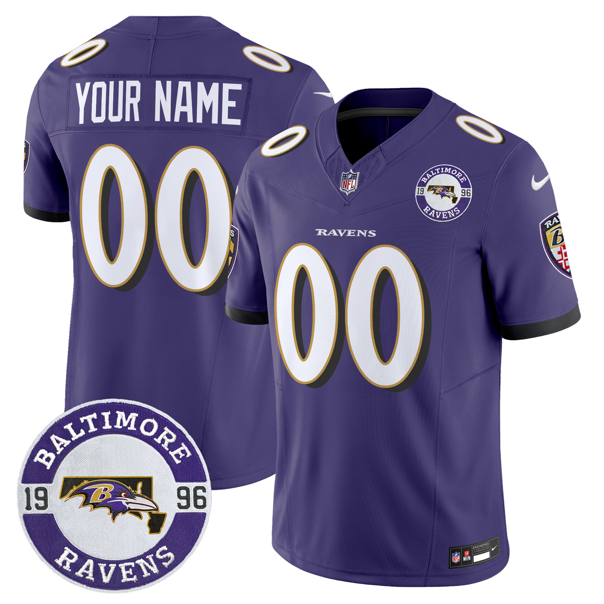 Men's Baltimore Ravens 2024 Vapor Limited Custom Purple Jersey - All Stitched