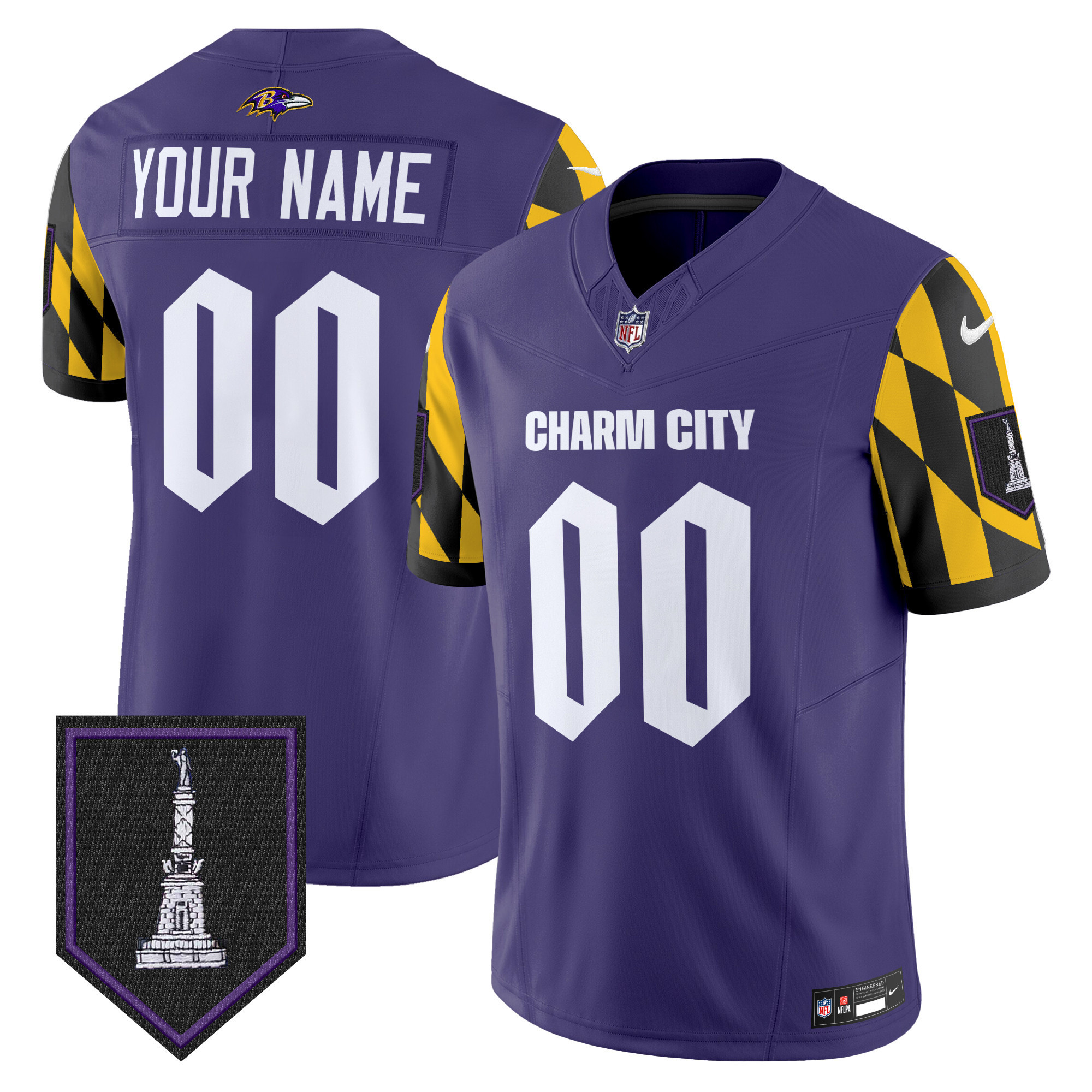 Men's Baltimore Ravens City Edition Patch Vapor Limited Custom Purple Jersey - All Stitched