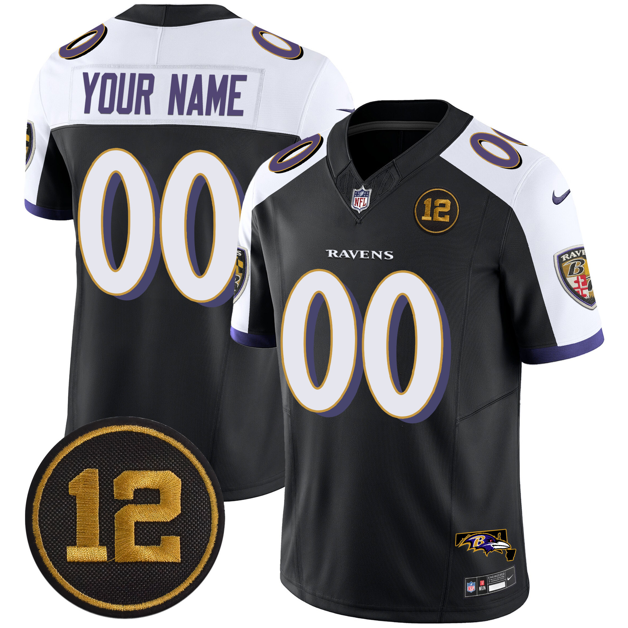 Men's Baltimore Ravens Jacoby Jones Patch Vapor Limited Custom Black Alternate Jersey - All Stitched