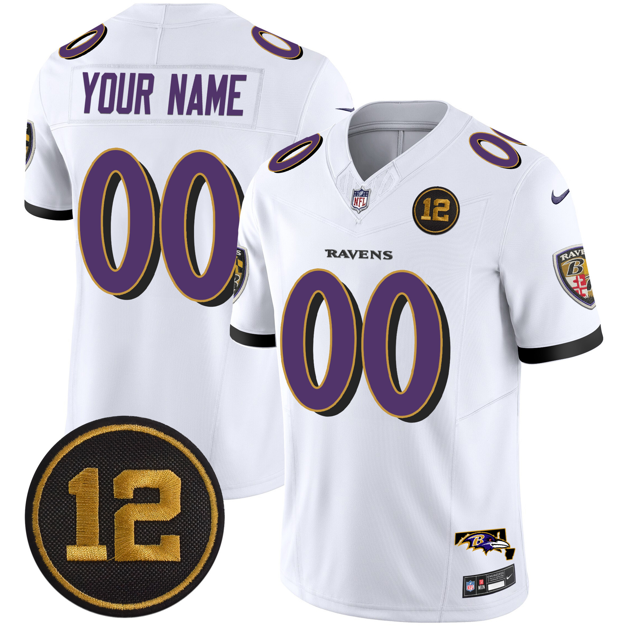 Men's Baltimore Ravens Jacoby Jones Patch Vapor Limited Custom White Jersey - All Stitched