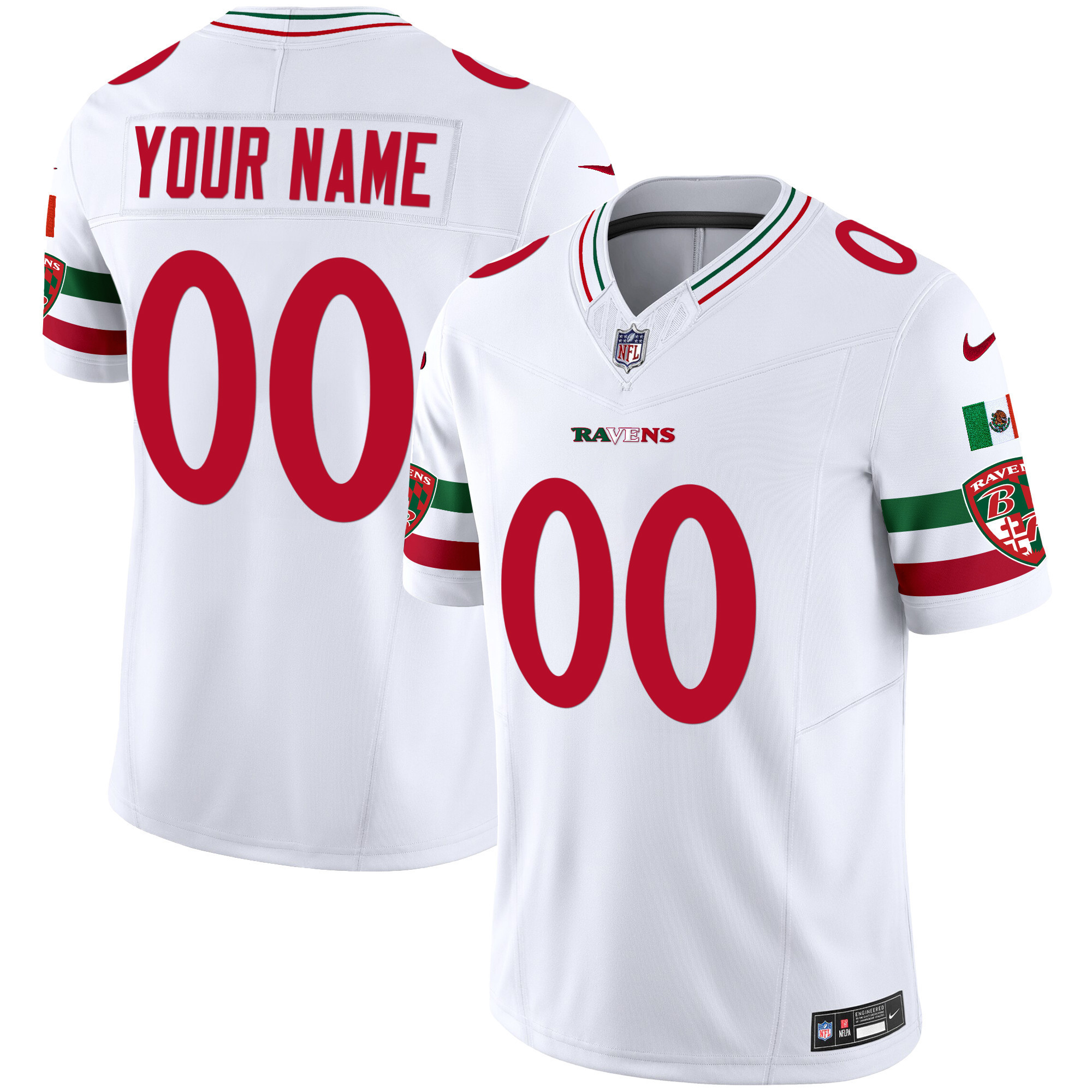 Men's Baltimore Ravens Mexico Vapor Limited Custom White Jersey - All Stitched