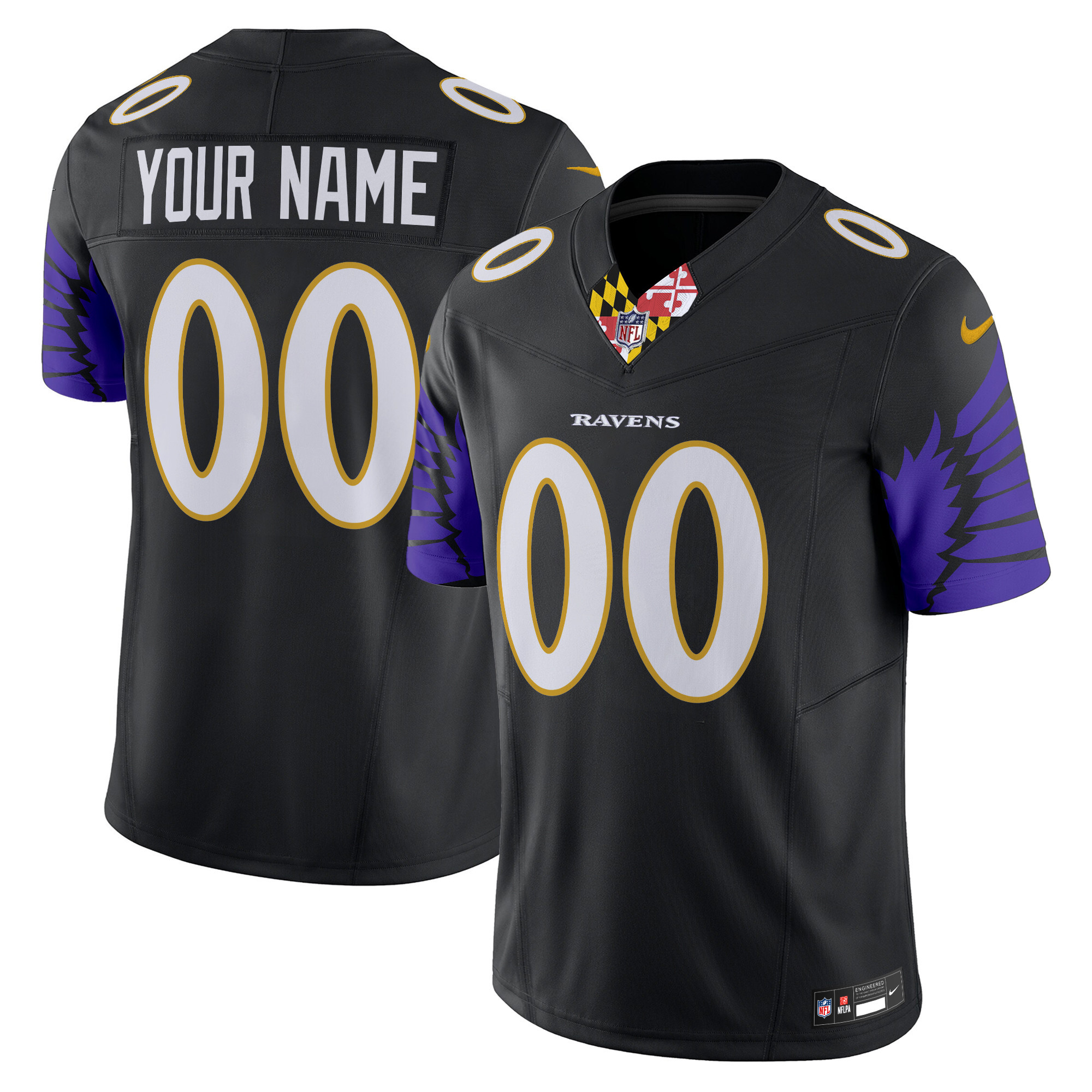 Men's Baltimore Ravens Special Vapor Limited Custom Black Jersey - All Stitched
