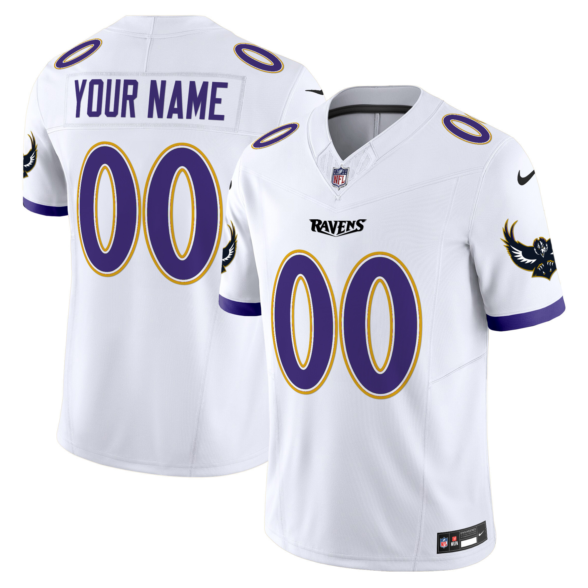Men's Baltimore Ravens Special Vapor Limited Custom White Jersey - All Stitched