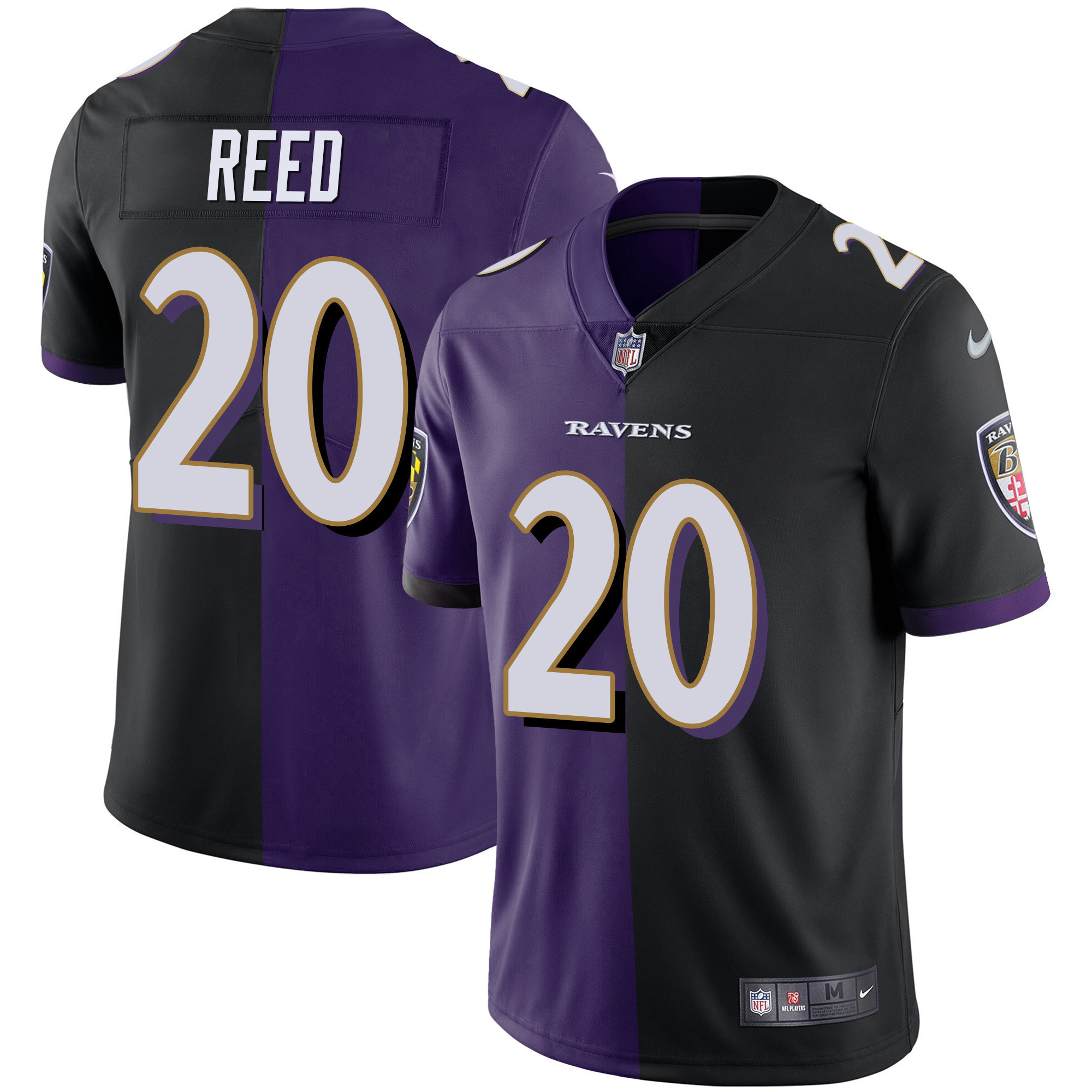 Men's Baltimore Ravens Split Vapor Ed Reed Jersey - All Stitched